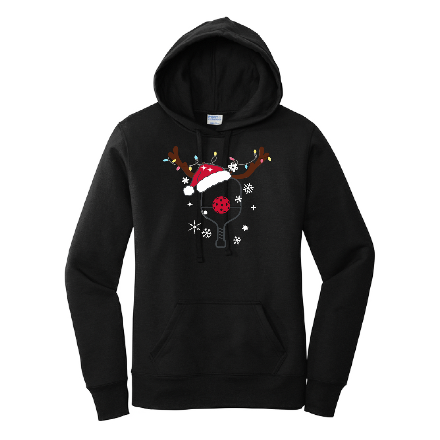 Rudolph The Pickling Reindeer Paddle | Women’s Fitted Hoodie Pickleball Sweatshirt | 50% Cotton 50% Poly Fleece