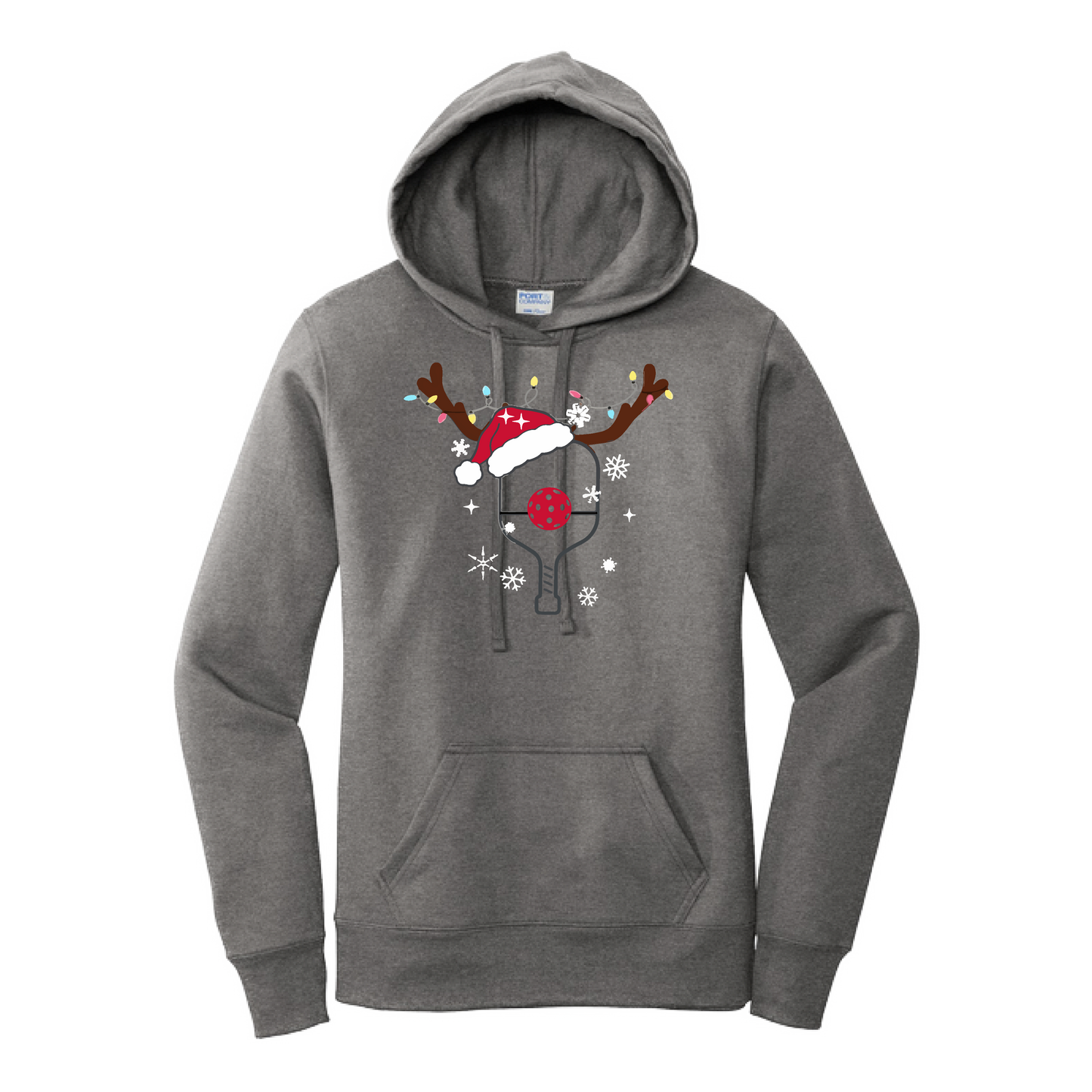 Rudolph The Pickling Reindeer Paddle | Women’s Fitted Hoodie Pickleball Sweatshirt | 50% Cotton 50% Poly Fleece