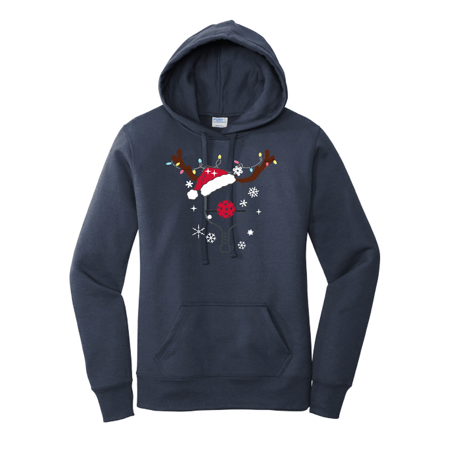 Rudolph The Pickling Reindeer Paddle | Women’s Fitted Hoodie Pickleball Sweatshirt | 50% Cotton 50% Poly Fleece