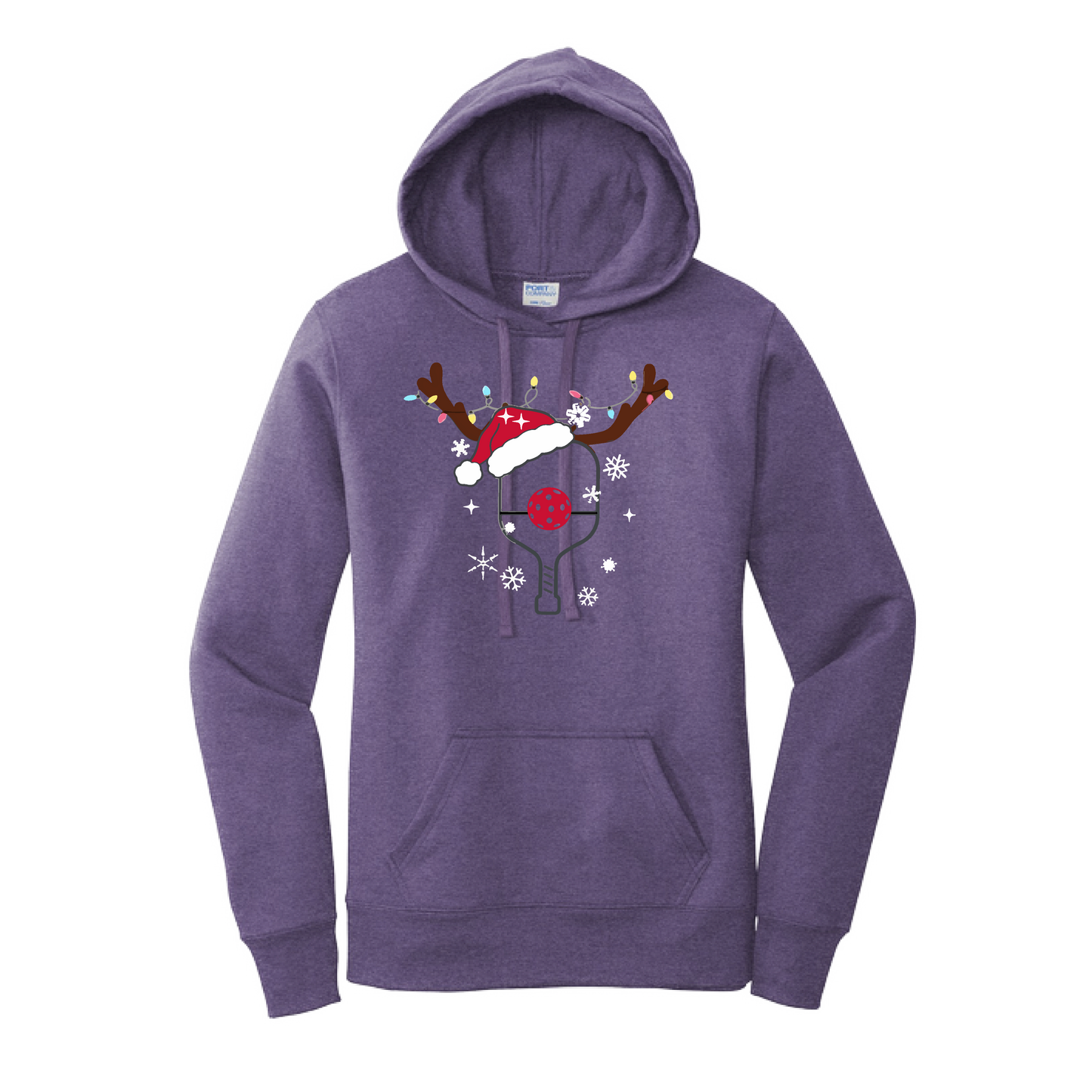 Rudolph The Pickling Reindeer Paddle | Women’s Fitted Hoodie Pickleball Sweatshirt | 50% Cotton 50% Poly Fleece