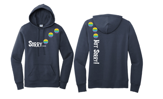 Sorry Not Sorry (Pickleballs Pink Purple Rainbow) | Women’s Fitted Hoodie Pickleball Sweatshirt | 50% Cotton 50% Poly Fleece