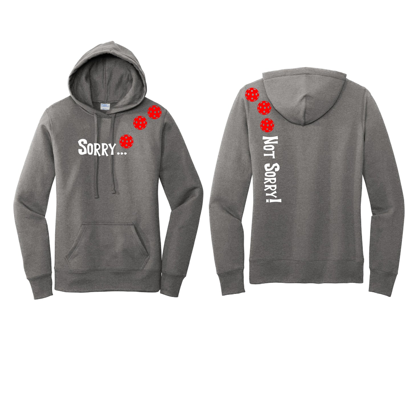 Sorry Not Sorry (Pickleballs Red White Yellow) | Women’s Fitted Hoodie Pickleball Sweatshirt | 50% Cotton 50% Poly Fleece