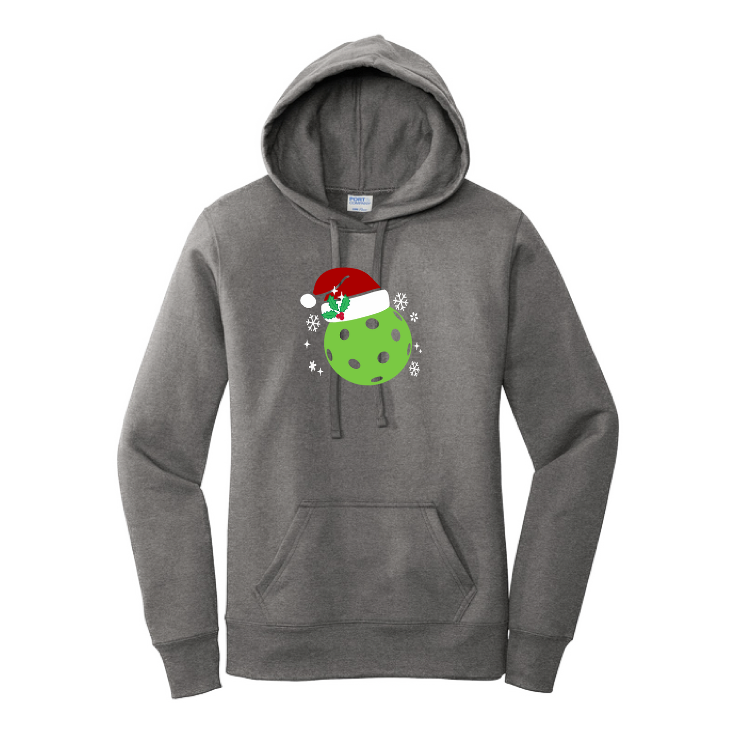 Santa Hat | Women’s Fitted Hoodie Pickleball Sweatshirt | 50% Cotton 50% Poly Fleece