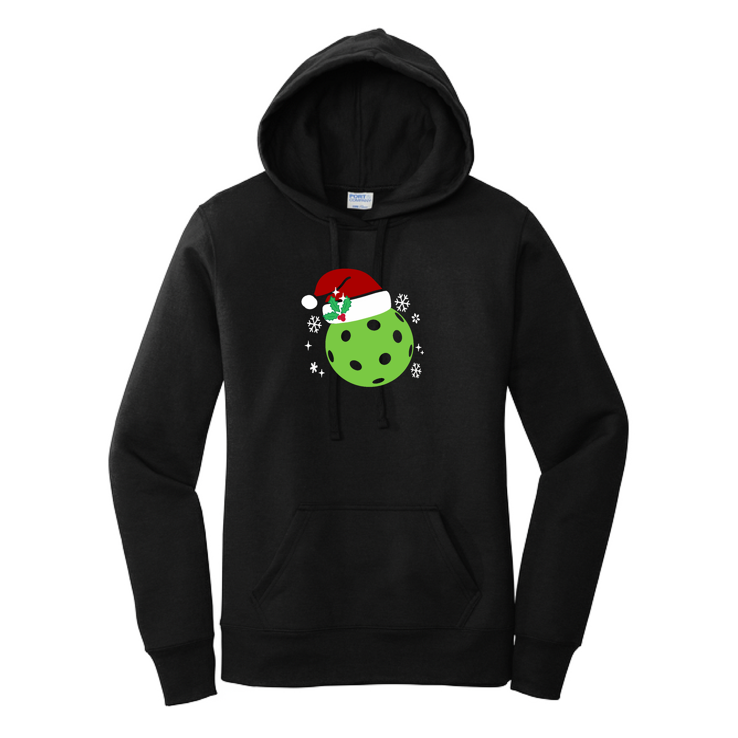 Santa Hat | Women’s Fitted Hoodie Pickleball Sweatshirt | 50% Cotton 50% Poly Fleece