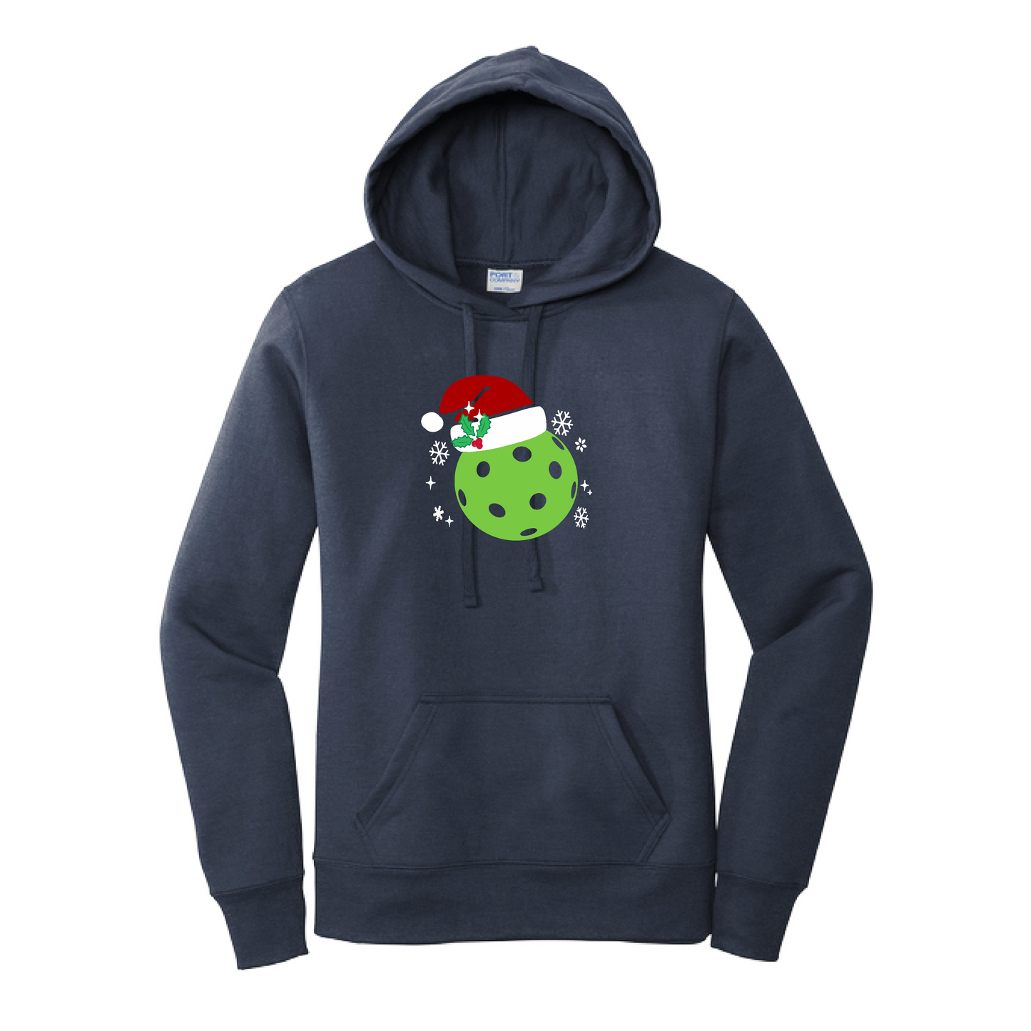 Santa Hat | Women’s Fitted Hoodie Pickleball Sweatshirt | 50% Cotton 50% Poly Fleece