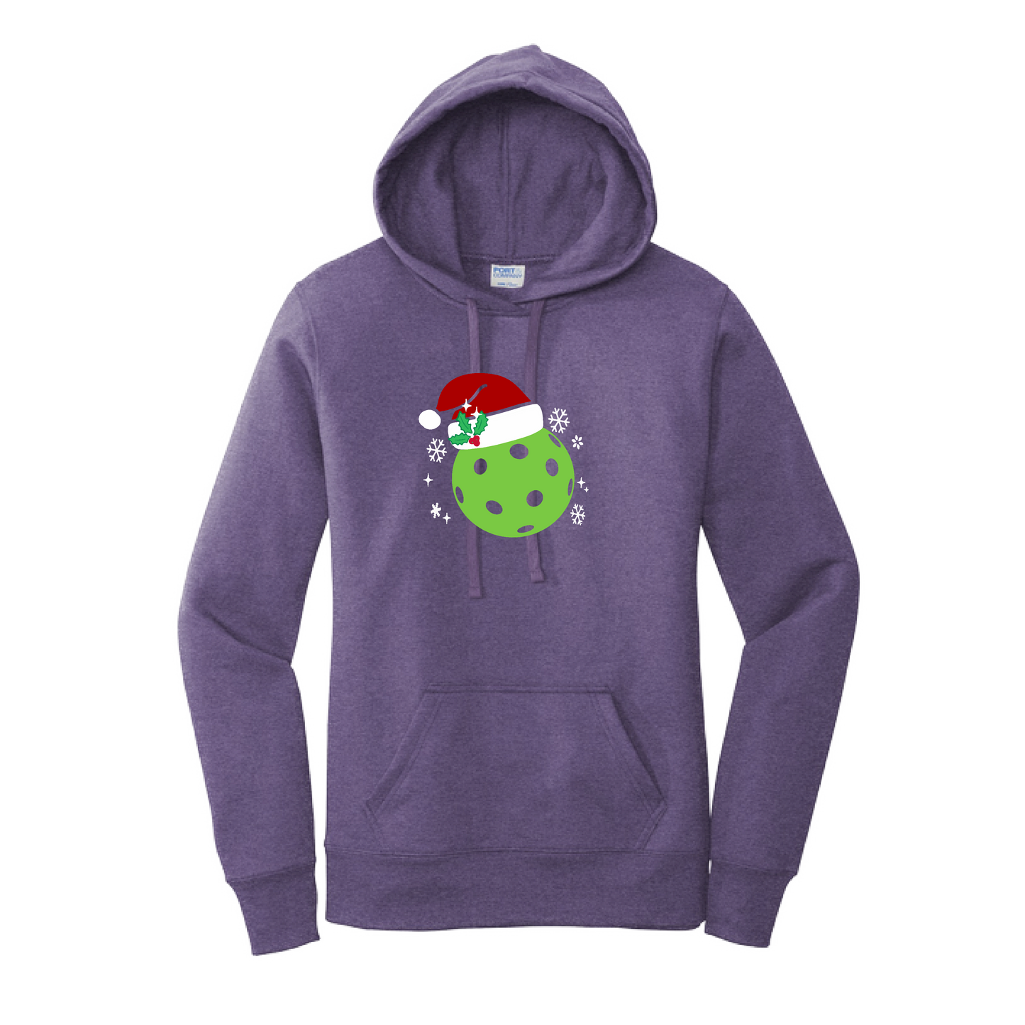 Santa Hat | Women’s Fitted Hoodie Pickleball Sweatshirt | 50% Cotton 50% Poly Fleece