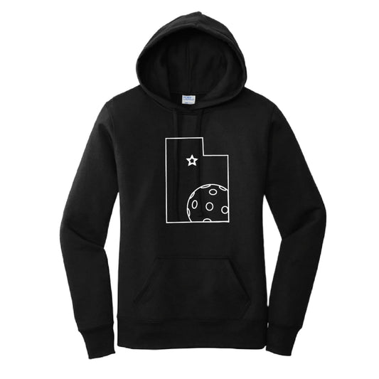 Utah With Pickleballs | Women’s Fitted Hoodie Pickleball Sweatshirt | 50% Cotton 50% Poly Fleece