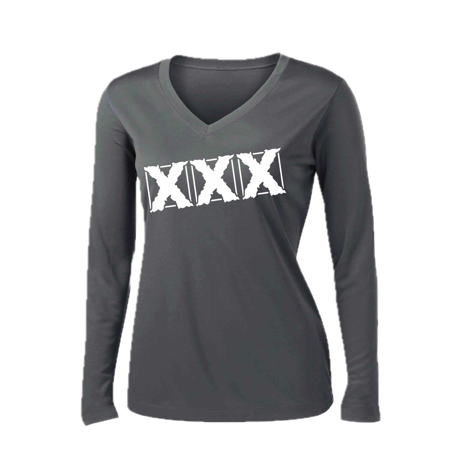 3 Strikes | Women’s Long Sleeve V-Neck Baseball Performance T-Shirt | 100% Polyester