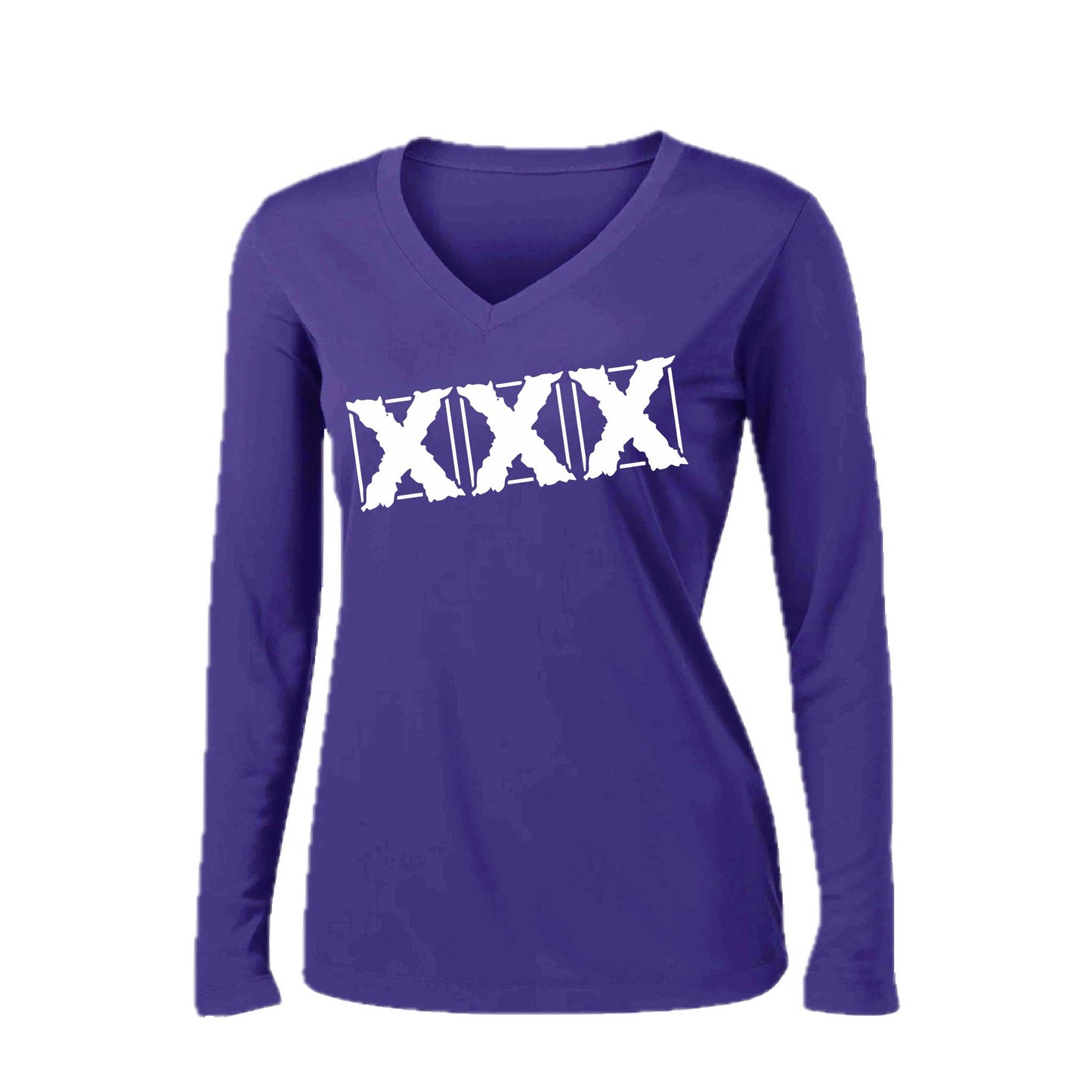 3 Strikes | Women’s Long Sleeve V-Neck Baseball Performance T-Shirt | 100% Polyester
