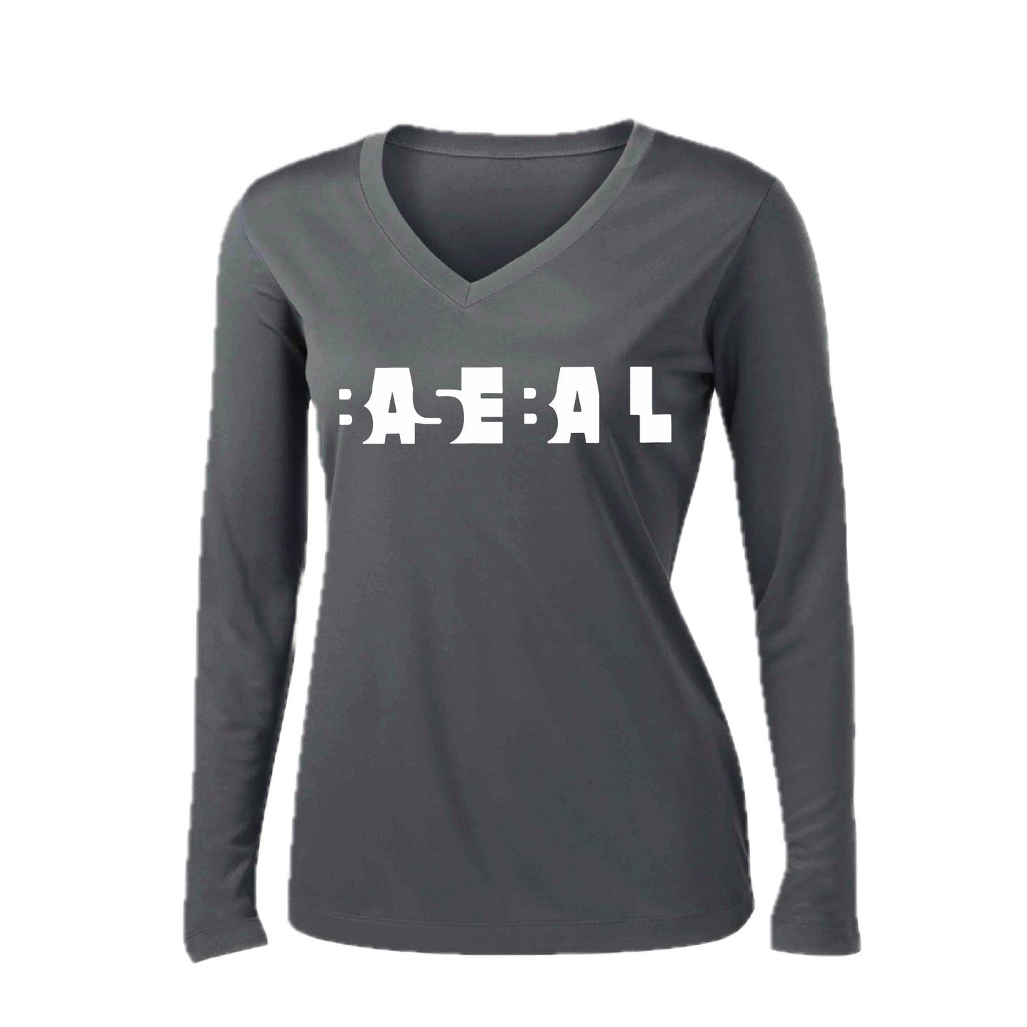 Change Up | Women’s Long Sleeve V-Neck Baseball Performance T-Shirt | 100% Polyester