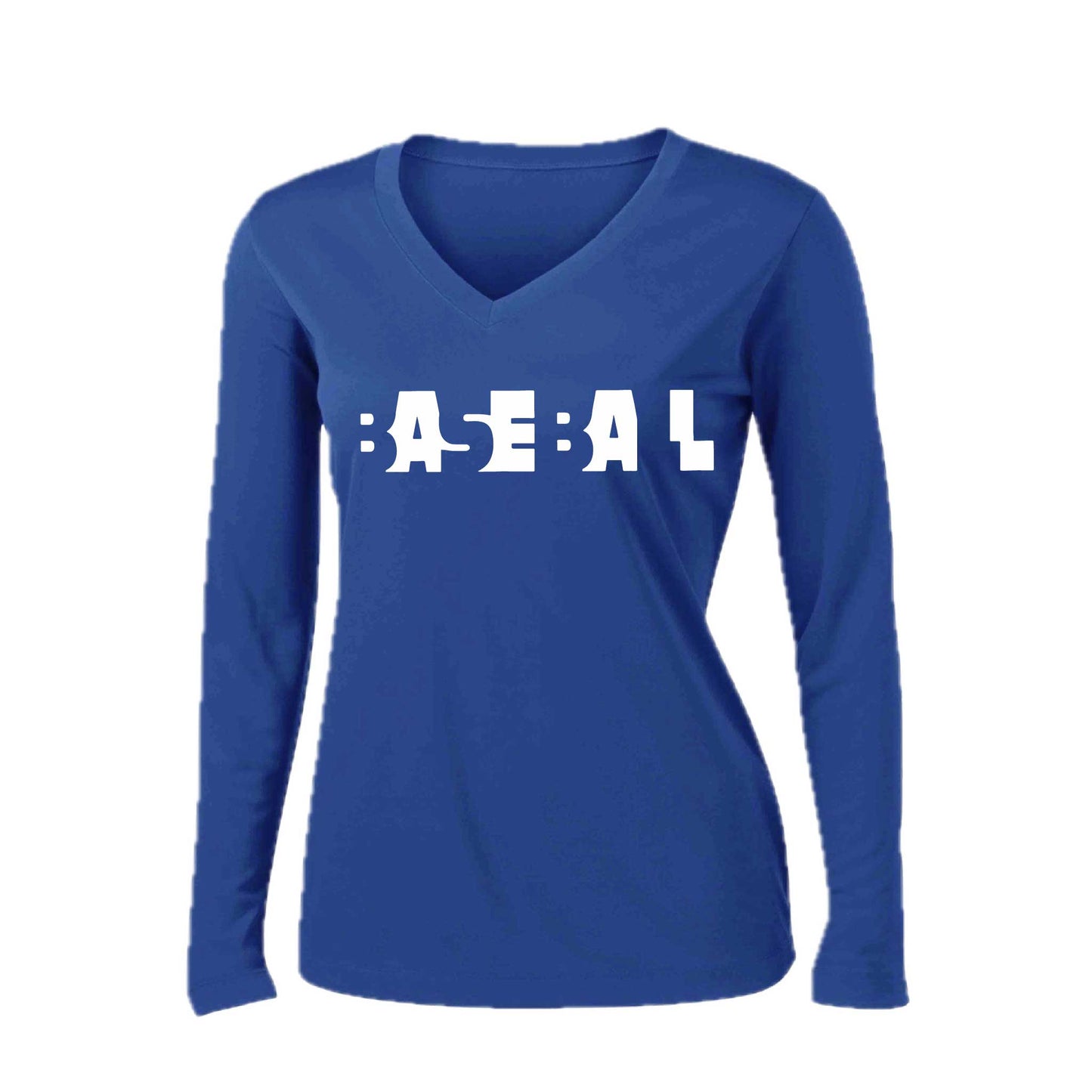 Change Up | Women’s Long Sleeve V-Neck Baseball Performance T-Shirt | 100% Polyester