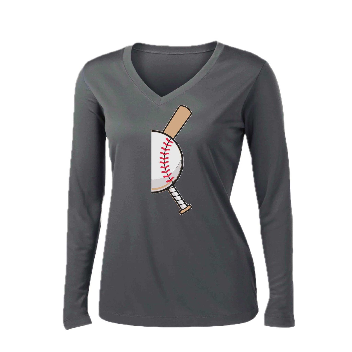 Curveball | Women’s Long Sleeve V-Neck Baseball Performance T-Shirt | 100% Polyester