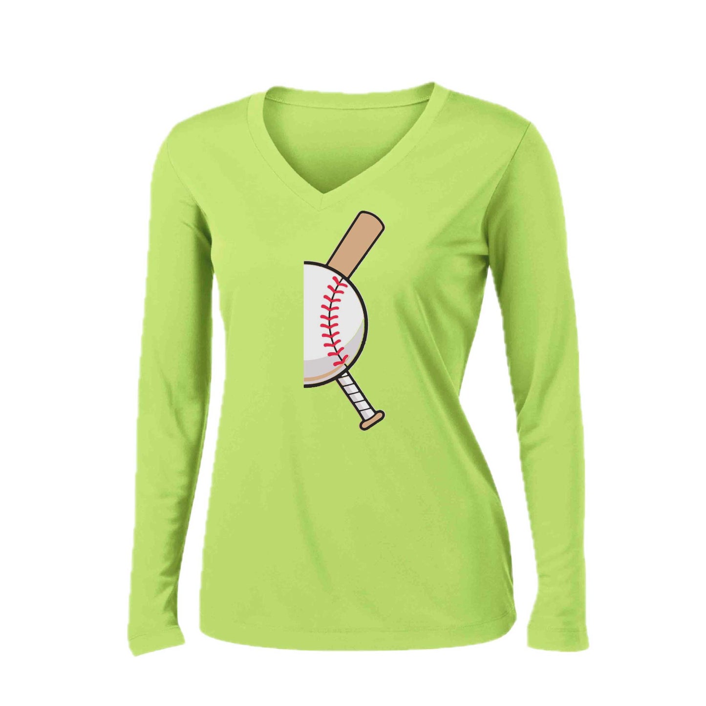 Curveball | Women’s Long Sleeve V-Neck Baseball Performance T-Shirt | 100% Polyester