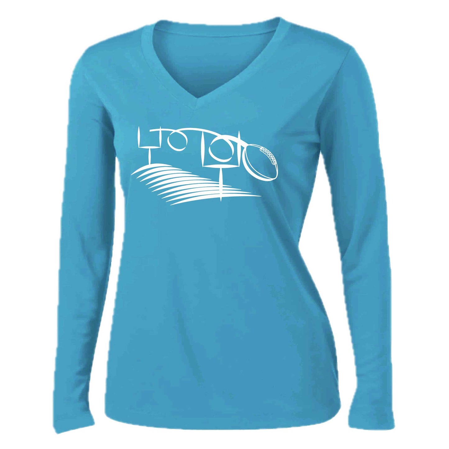 Football Field Goal | Women’s Long Sleeve V-Neck Football T-Shirt | 100% Polyester