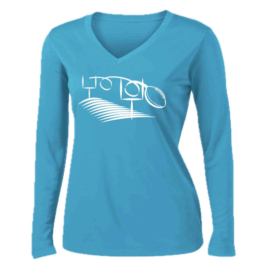 Football Field Goal | Women’s Long Sleeve V-Neck Football T-Shirt | 100% Polyester