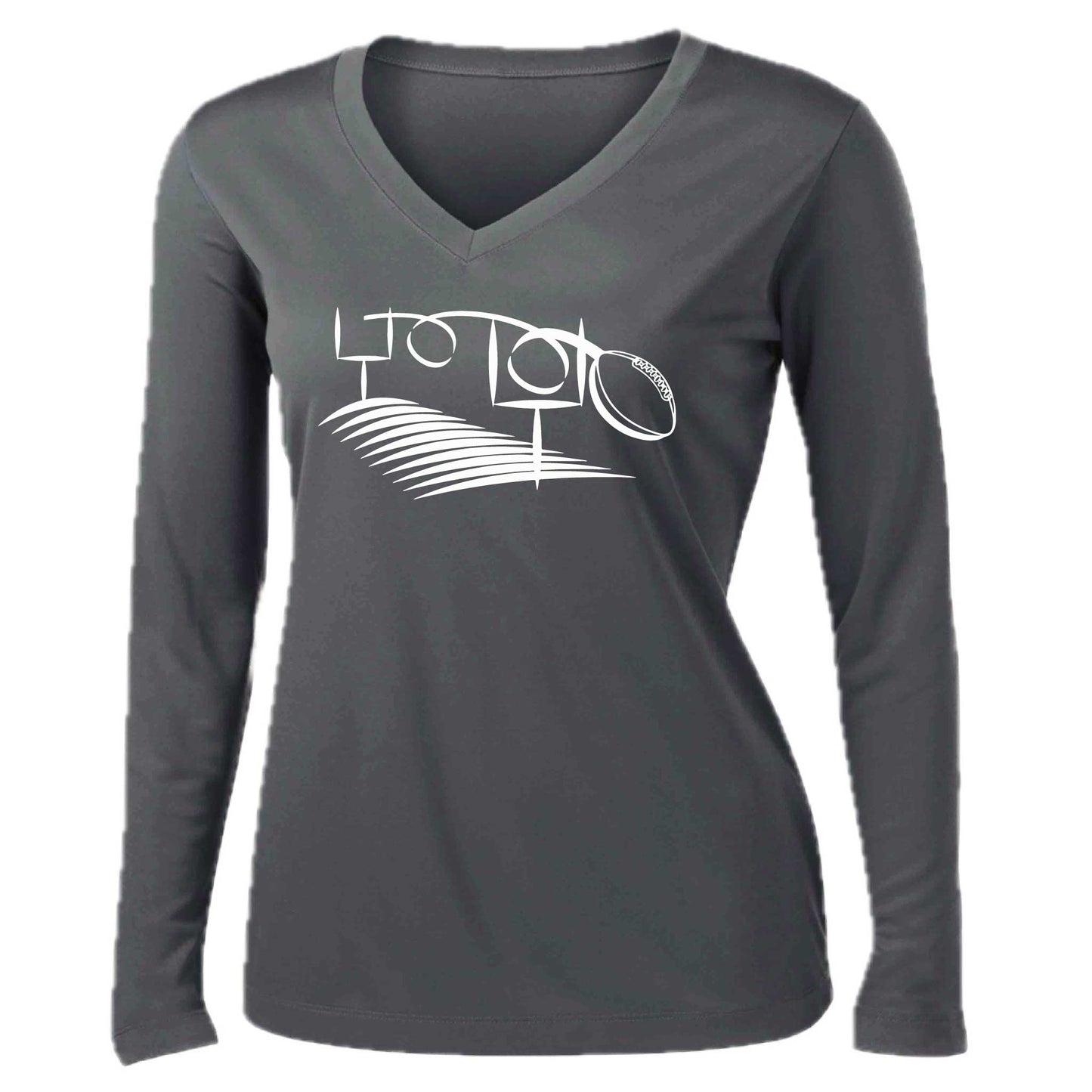 Football Field Goal | Women’s Long Sleeve V-Neck Football T-Shirt | 100% Polyester