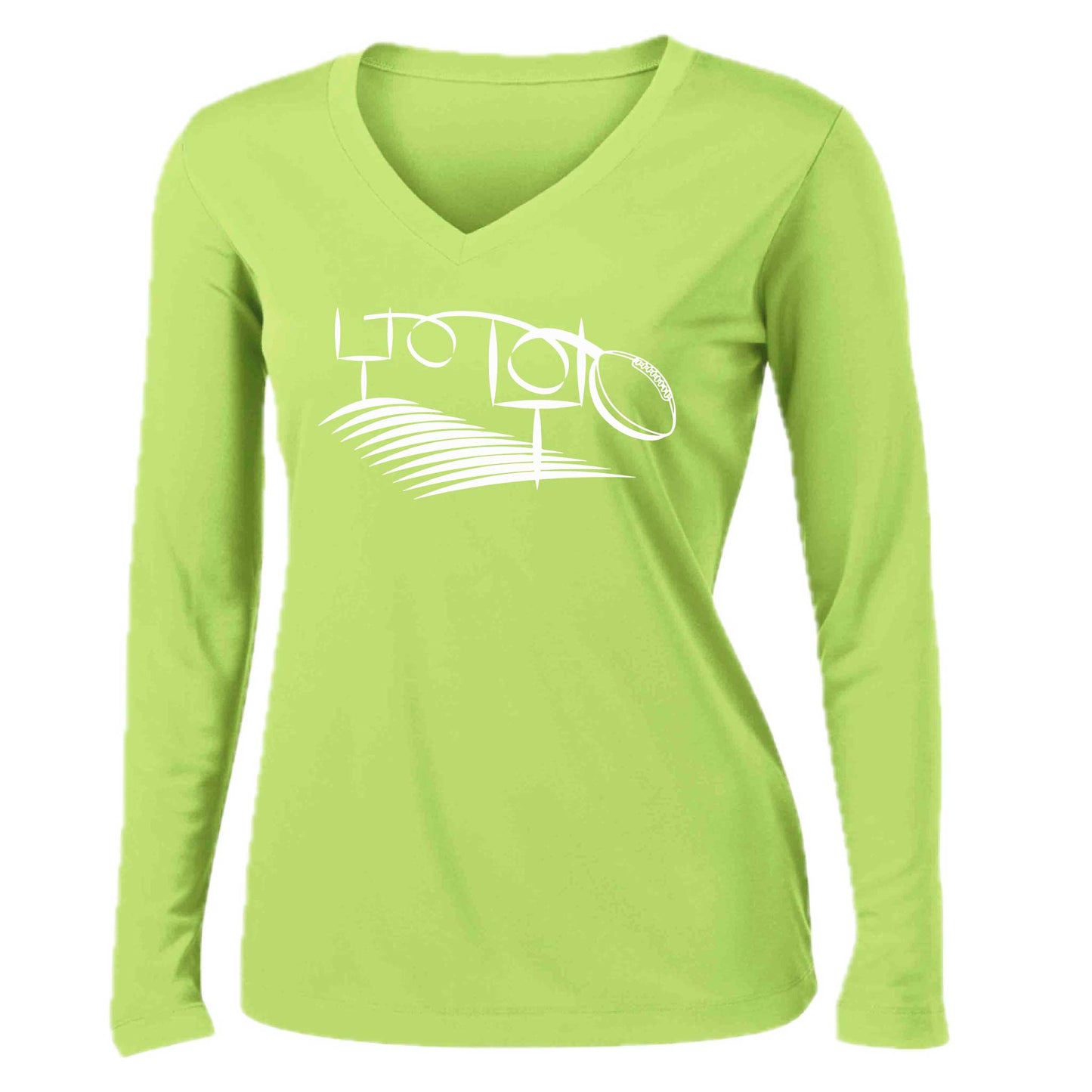 Football Field Goal | Women’s Long Sleeve V-Neck Football T-Shirt | 100% Polyester