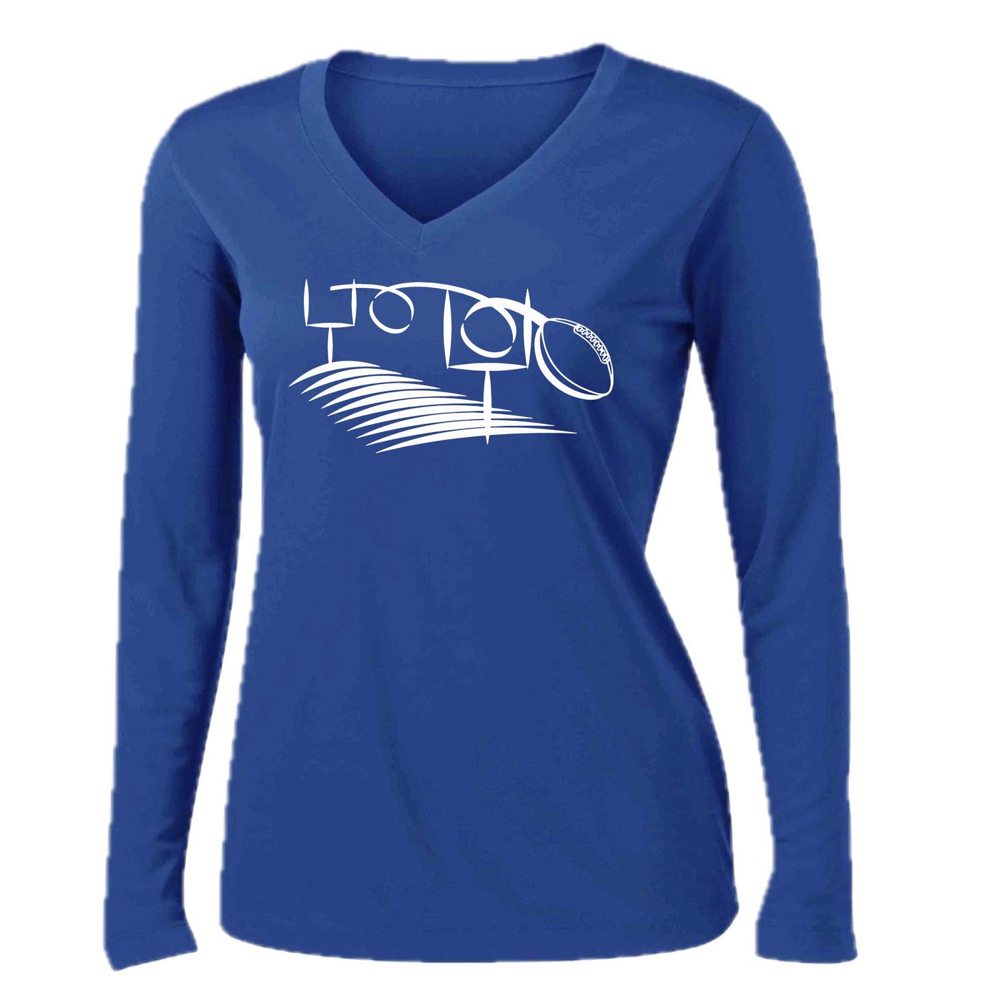 Football Field Goal | Women’s Long Sleeve V-Neck Football T-Shirt | 100% Polyester