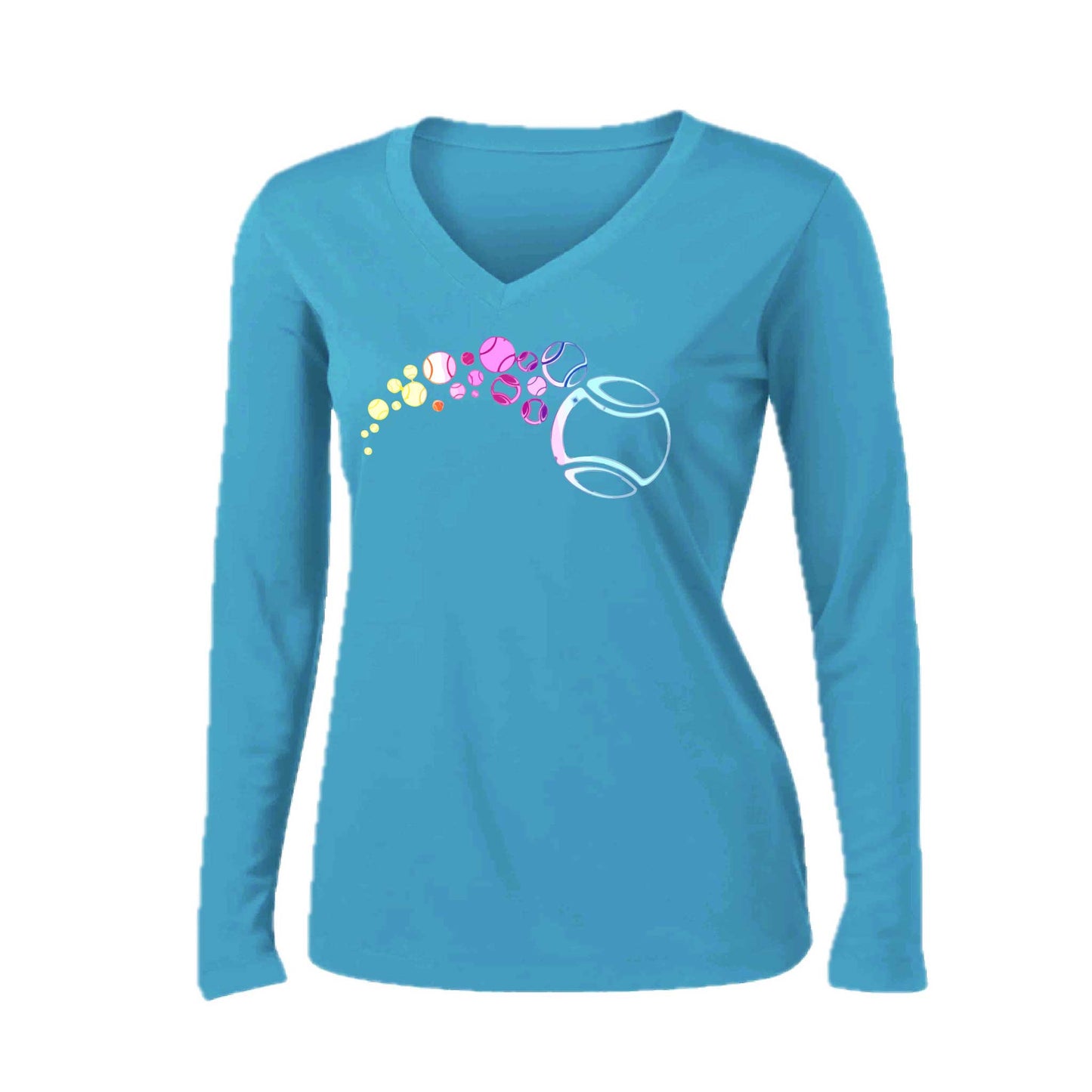 Tennis Focus | Women’s Long Sleeve V-Neck Tennis Performance T-Shirt | 100% Polyester