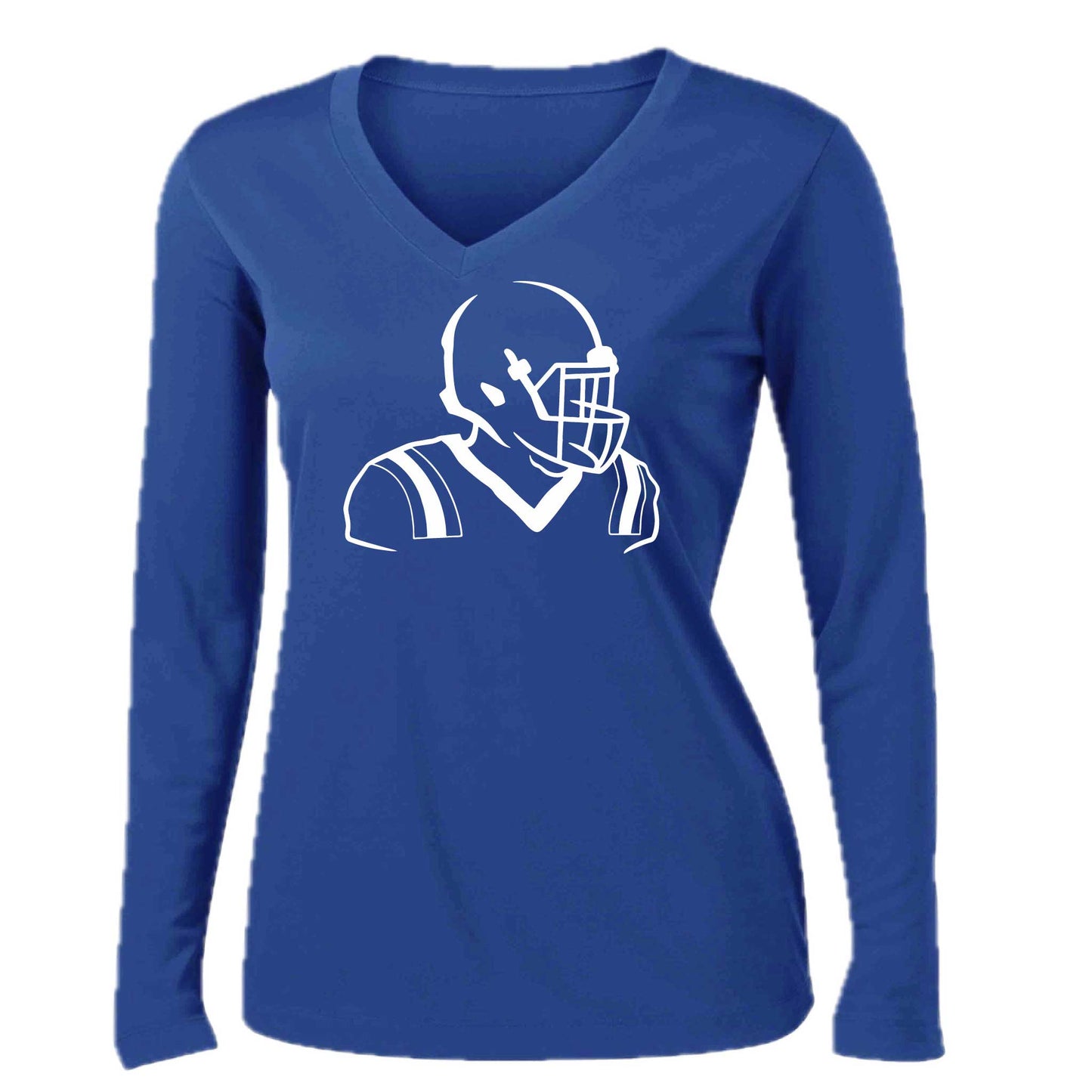 Football Player | Women’s Long Sleeve V-Neck Football T-Shirt | 100% Polyester