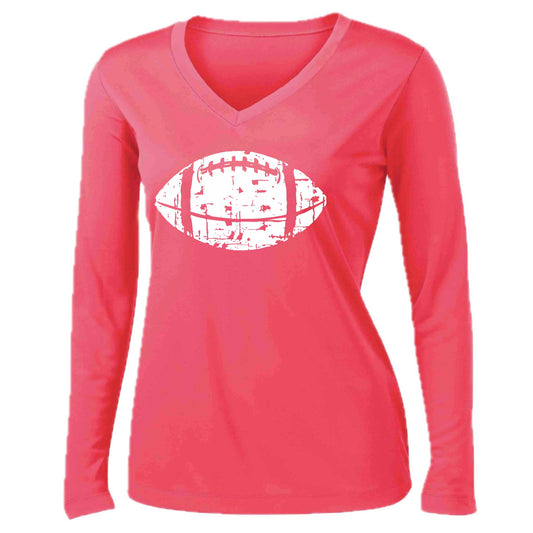 Football Scramble | Women’s Long Sleeve V-Neck Football T-Shirt | 100% Polyester