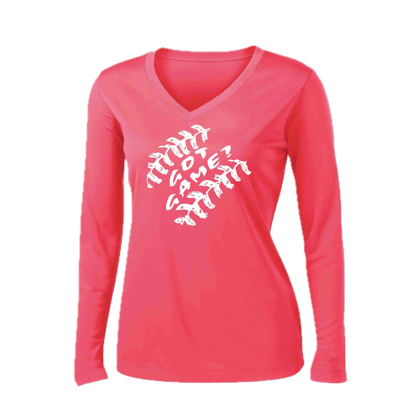 Got Game | Women’s Long Sleeve V-Neck Baseball Performance T-Shirt | 100% Polyester