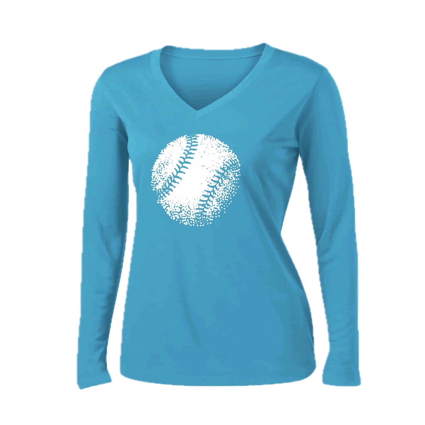 Retro Baseball | Women’s Long Sleeve V-Neck Baseball Performance T-Shirt | 100% Polyester