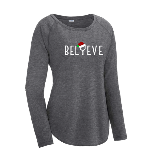 Believe | Women's Long Sleeve Scoop Neck Pickleball Shirts | 75/13/12 poly/cotton/rayon