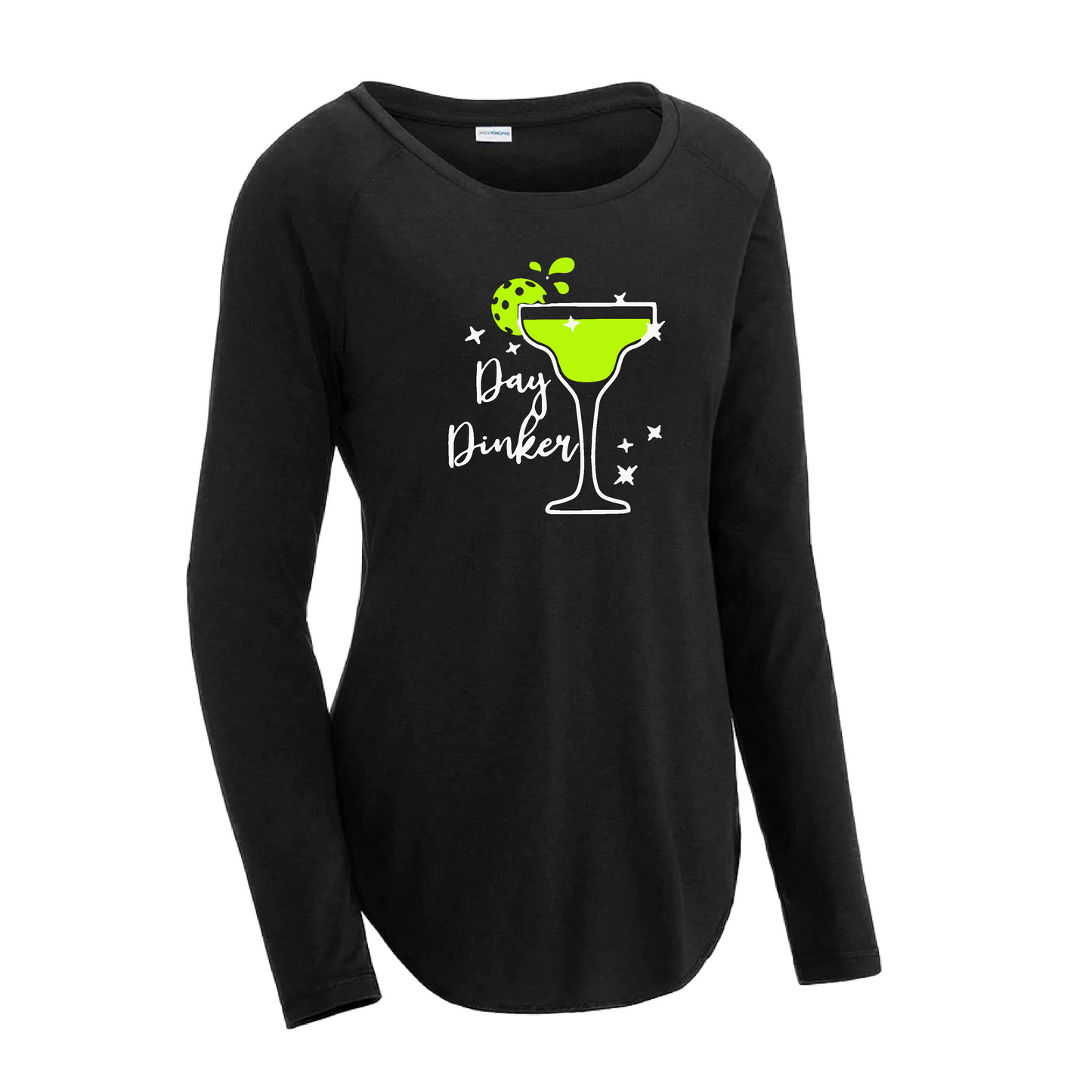 Day Dinker Pickleball Lime | Women's Long Sleeve Scoop Neck Pickleball Shirts | 75/13/12 poly/cotton/rayon