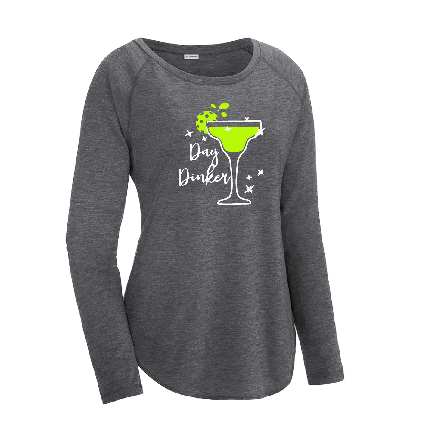 Day Dinker Pickleball Lime | Women's Long Sleeve Scoop Neck Pickleball Shirts | 75/13/12 poly/cotton/rayon