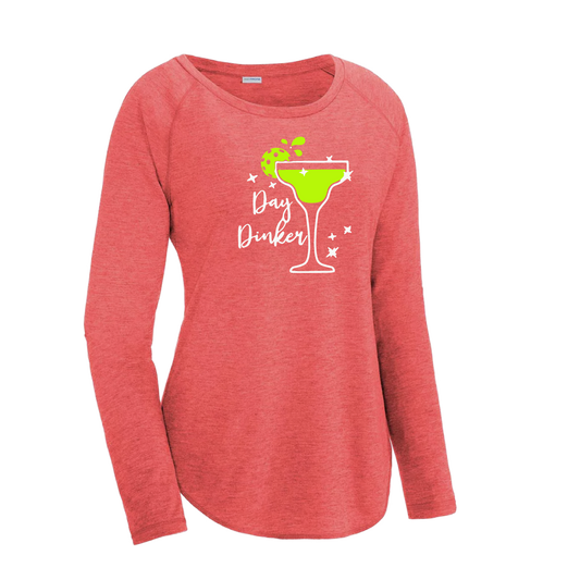 Day Dinker Pickleball Lime | Women's Long Sleeve Scoop Neck Pickleball Shirts | 75/13/12 poly/cotton/rayon