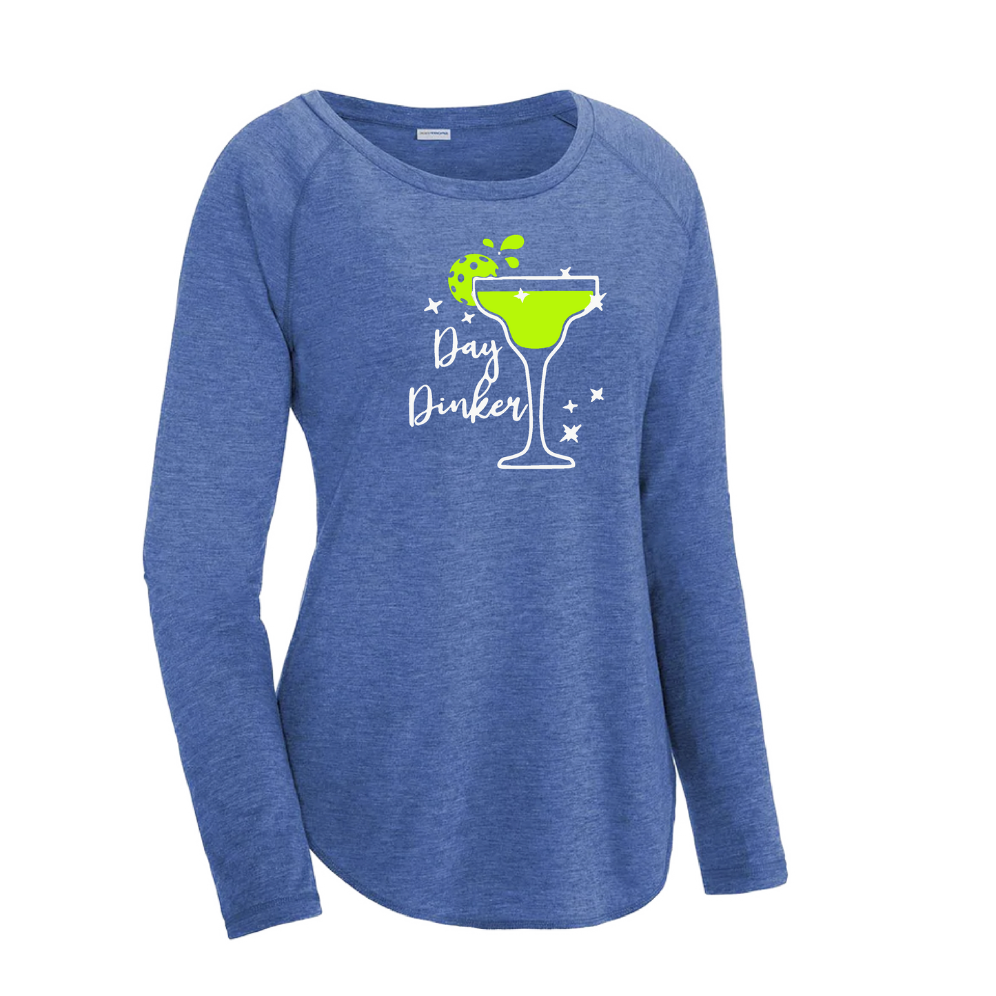 Day Dinker Pickleball Lime | Women's Long Sleeve Scoop Neck Pickleball Shirts | 75/13/12 poly/cotton/rayon