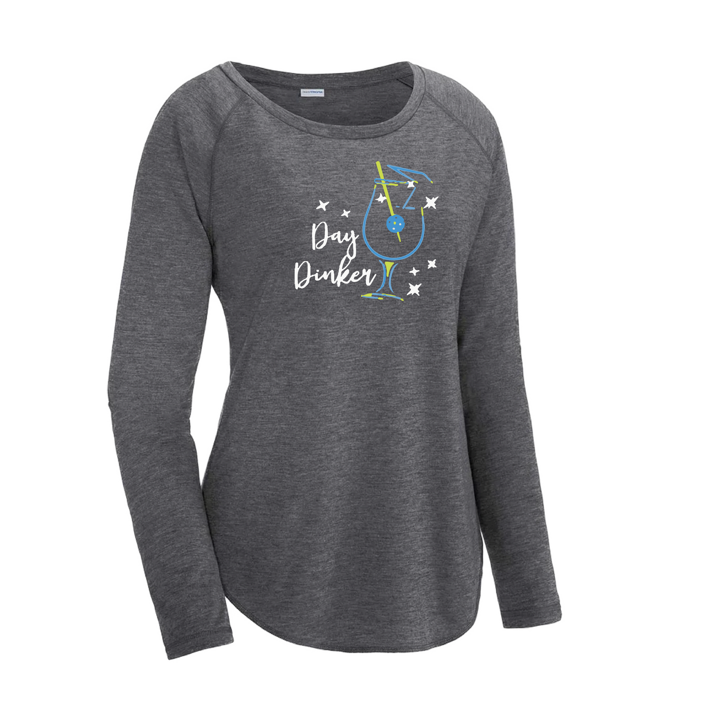 Day Dinker Pickleball Olive | Women's Long Sleeve Scoop Neck Pickleball Shirts | 75/13/12 poly/cotton/rayon