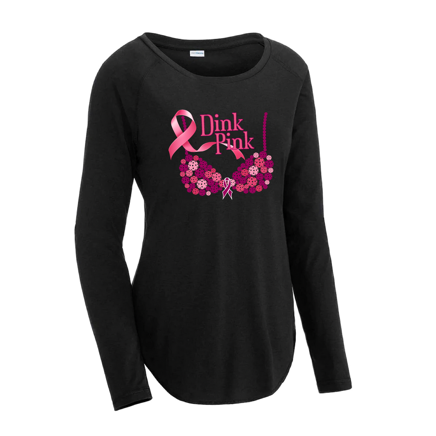 Dink Pink | Women's Long Sleeve Scoop Neck Pickleball Shirts | 75/13/12 poly/cotton/rayon