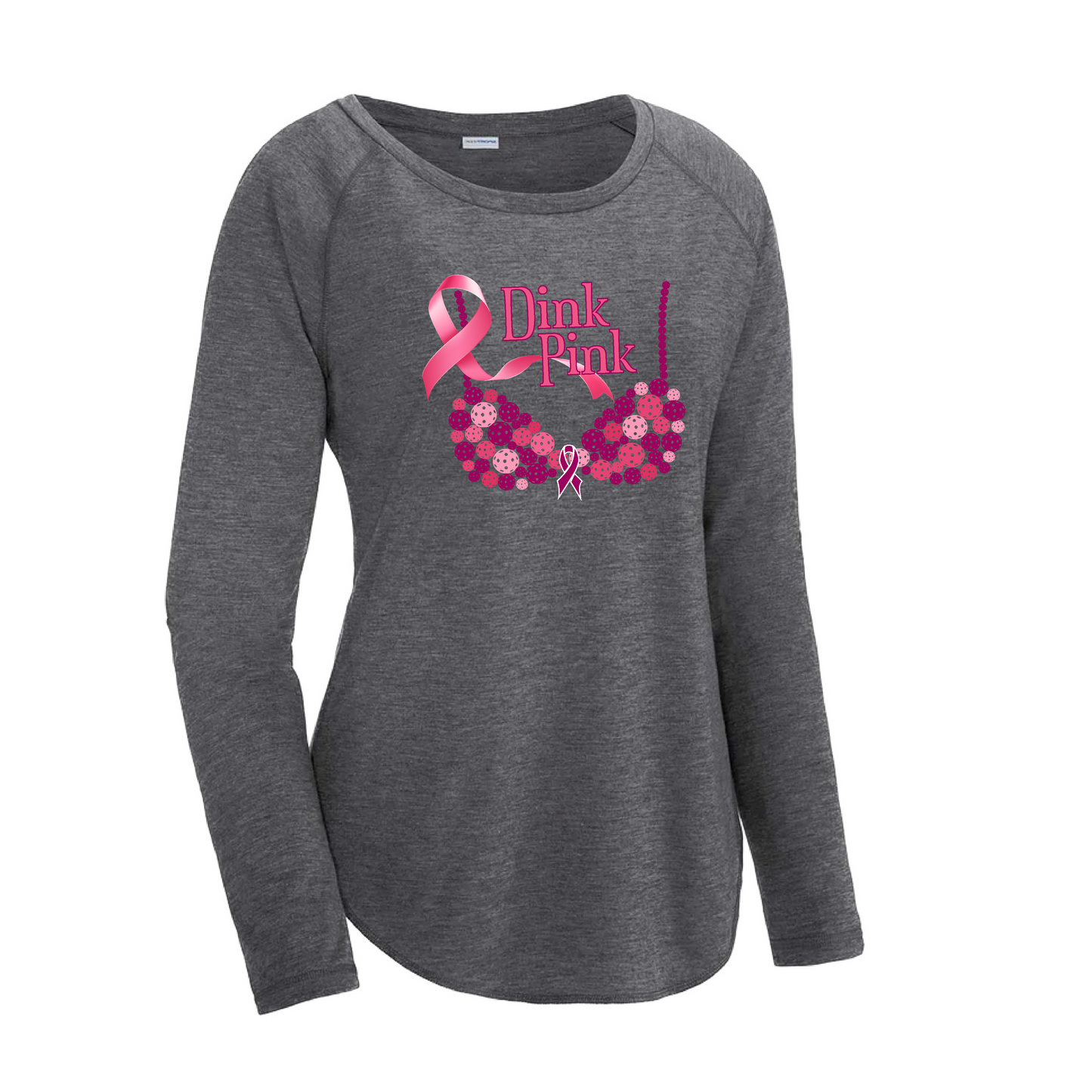 Dink Pink | Women's Long Sleeve Scoop Neck Pickleball Shirts | 75/13/12 poly/cotton/rayon