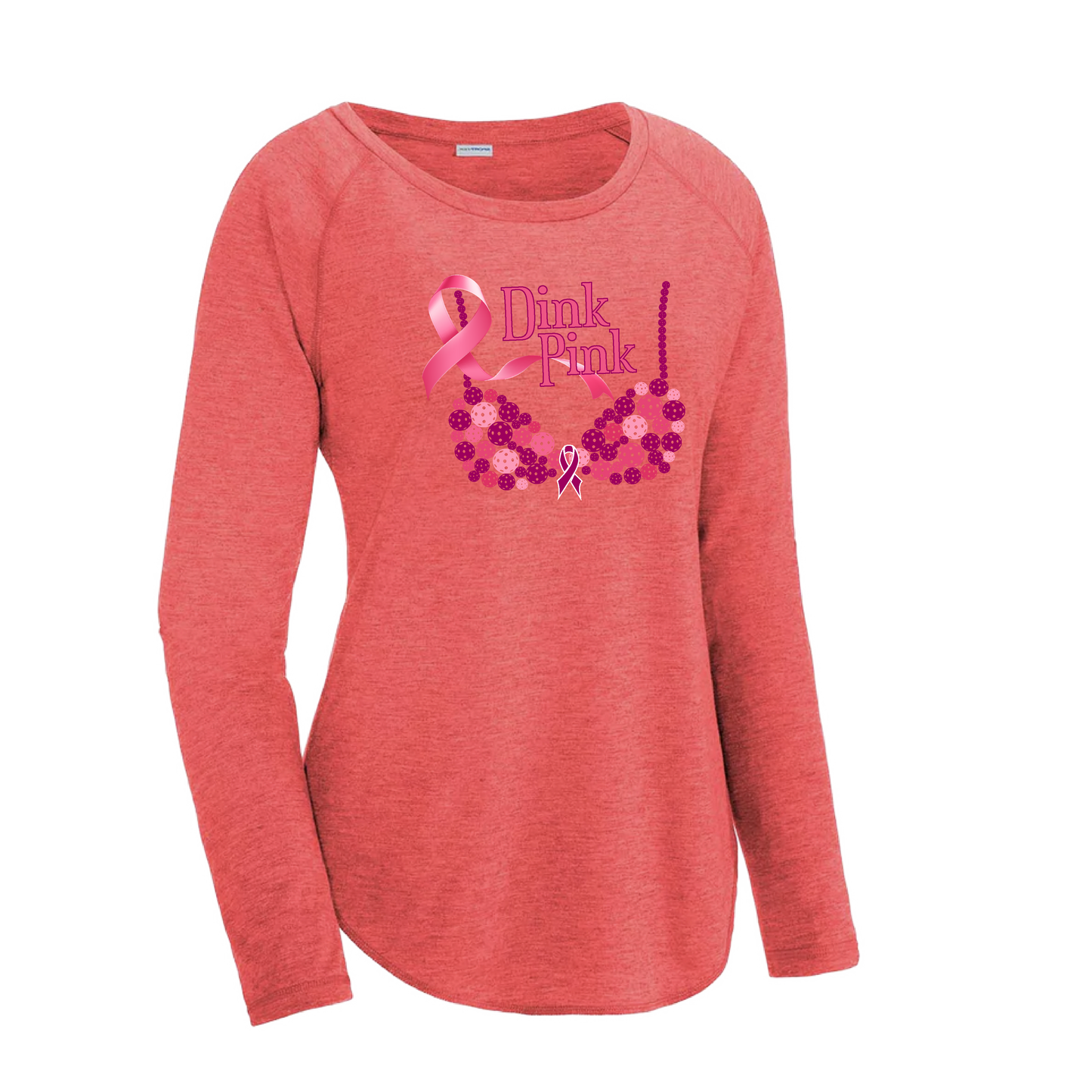 Dink Pink | Women's Long Sleeve Scoop Neck Pickleball Shirts | 75/13/12 poly/cotton/rayon