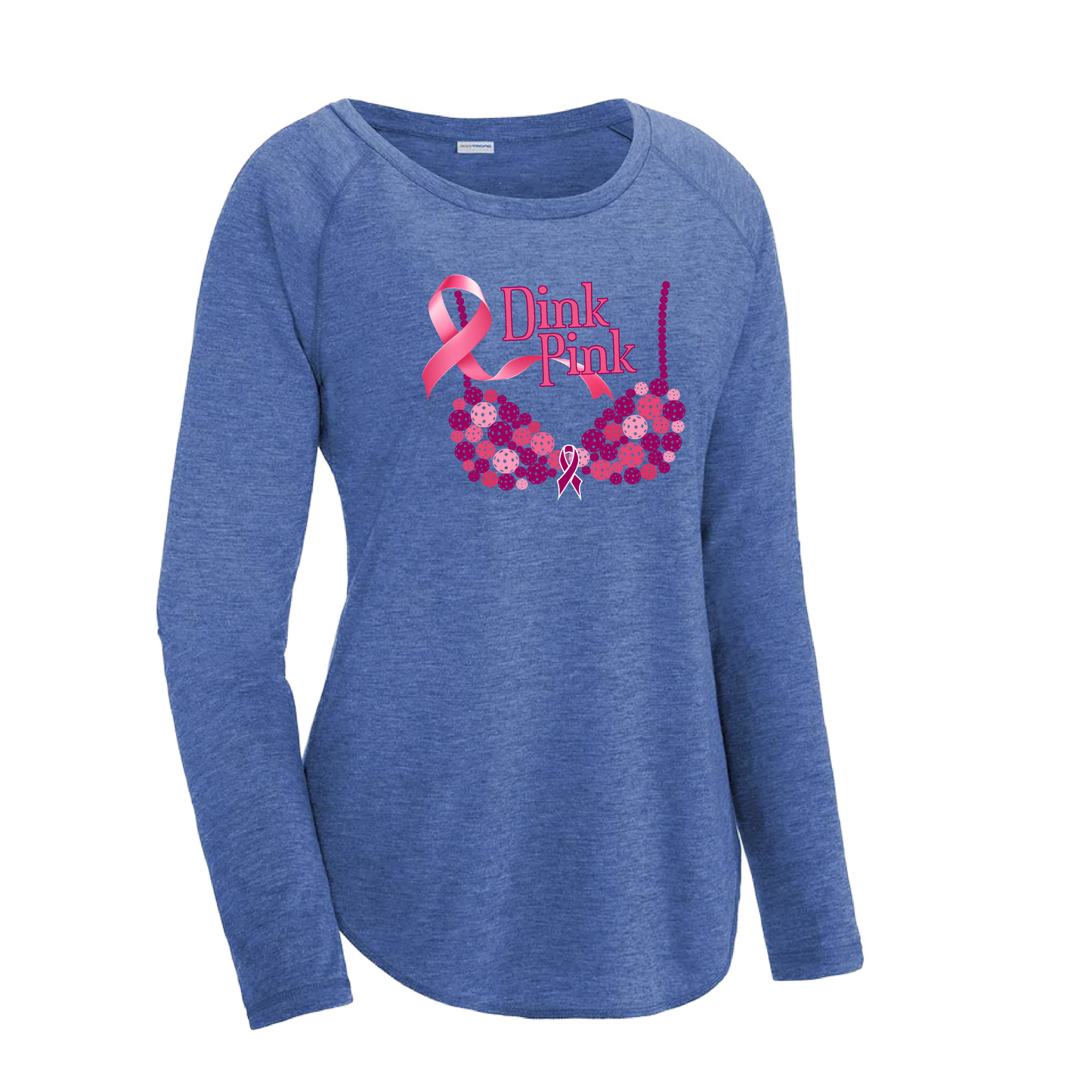 Dink Pink | Women's Long Sleeve Scoop Neck Pickleball Shirts | 75/13/12 poly/cotton/rayon