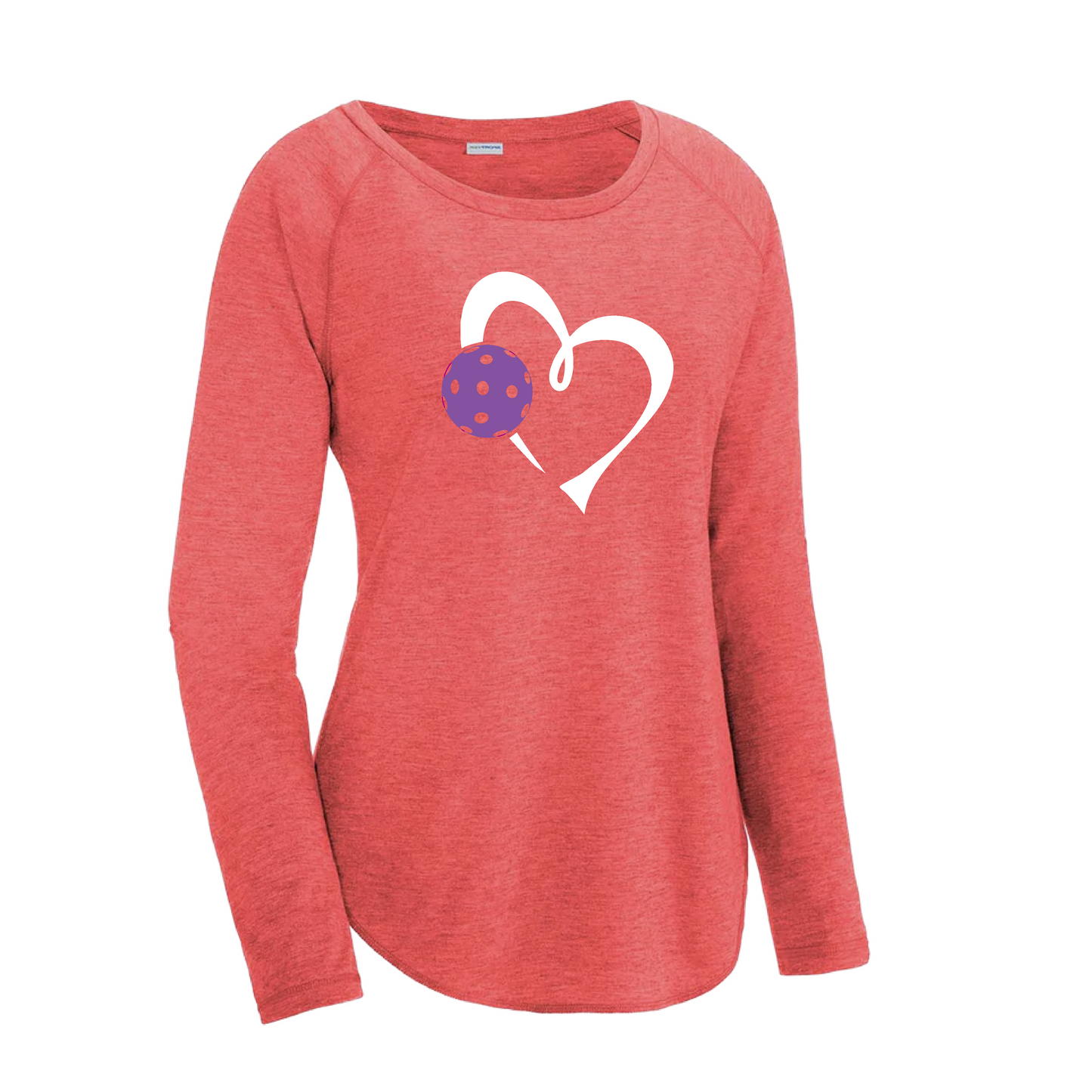 Love Pickleball (Purple) | Women's Long Sleeve Scoop Neck Pickleball Shirts | 75/13/12 poly/cotton/rayon