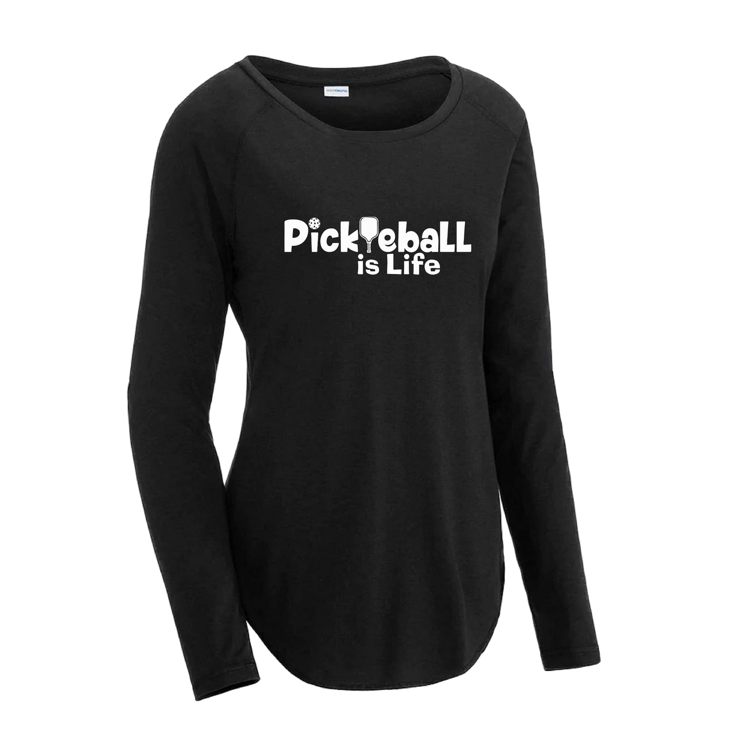 Pickleball Is Life | Women's Long Sleeve Scoop Neck Pickleball Shirts | 75/13/12 poly/cotton/rayon