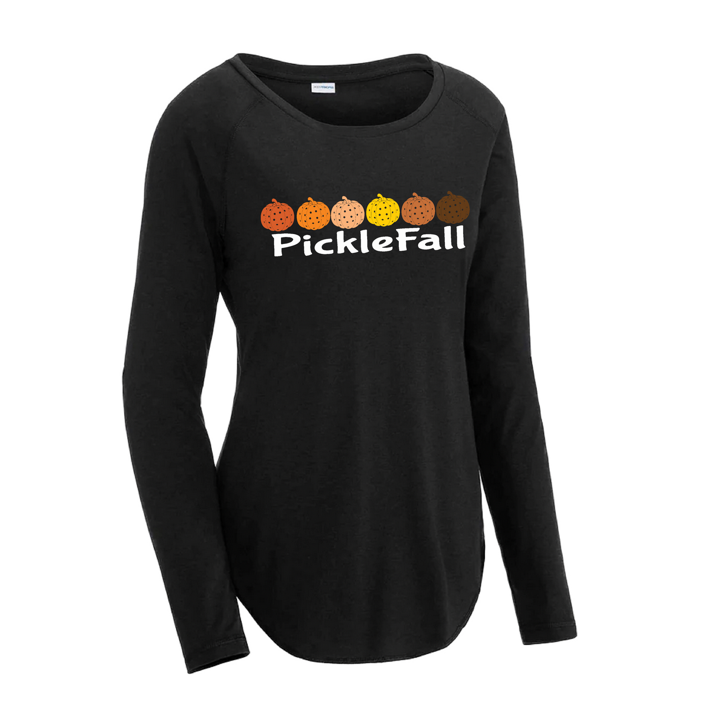 Picklefall | Women's Long Sleeve Scoop Neck Pickleball Shirts | 75/13/12 poly/cotton/rayon