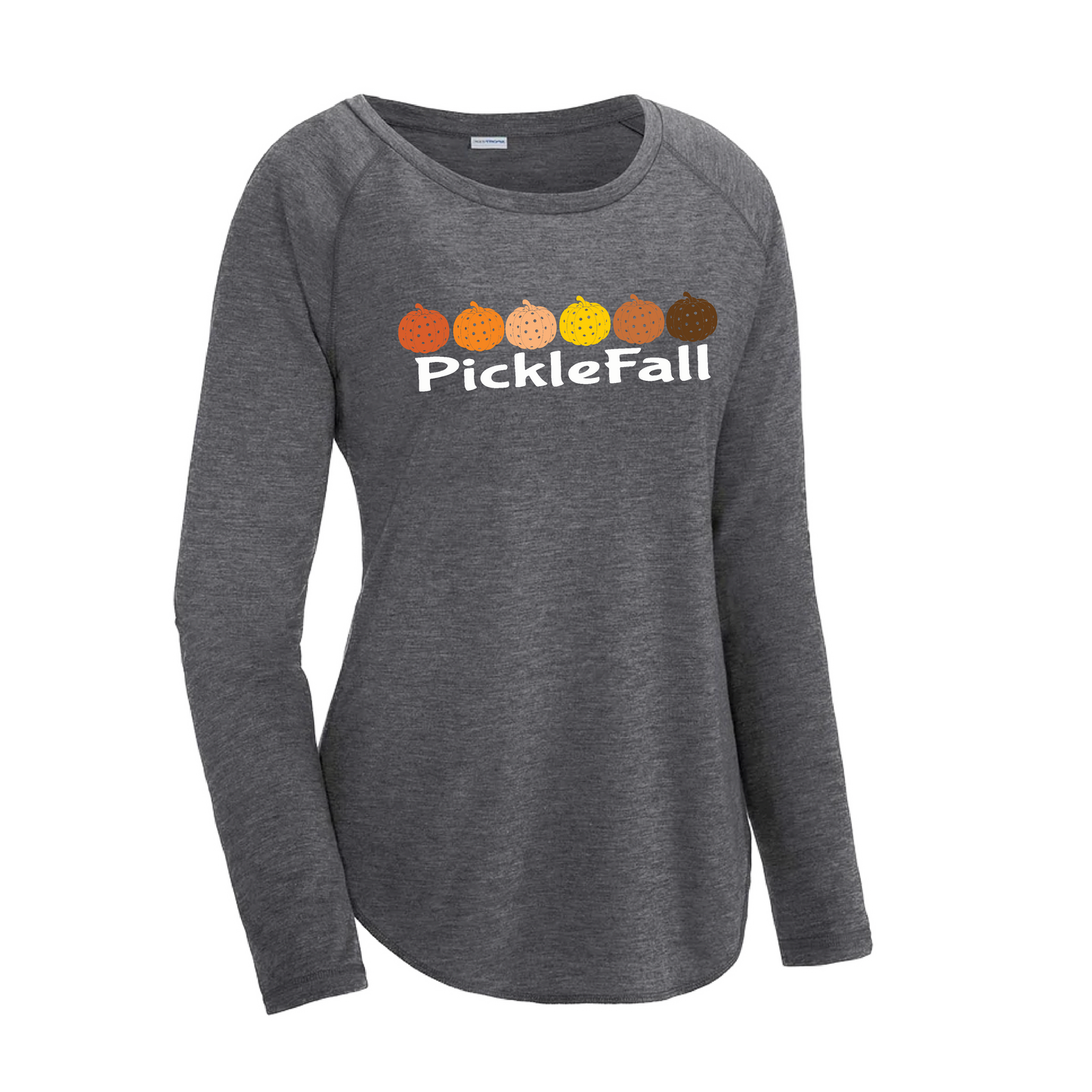 Picklefall | Women's Long Sleeve Scoop Neck Pickleball Shirts | 75/13/12 poly/cotton/rayon