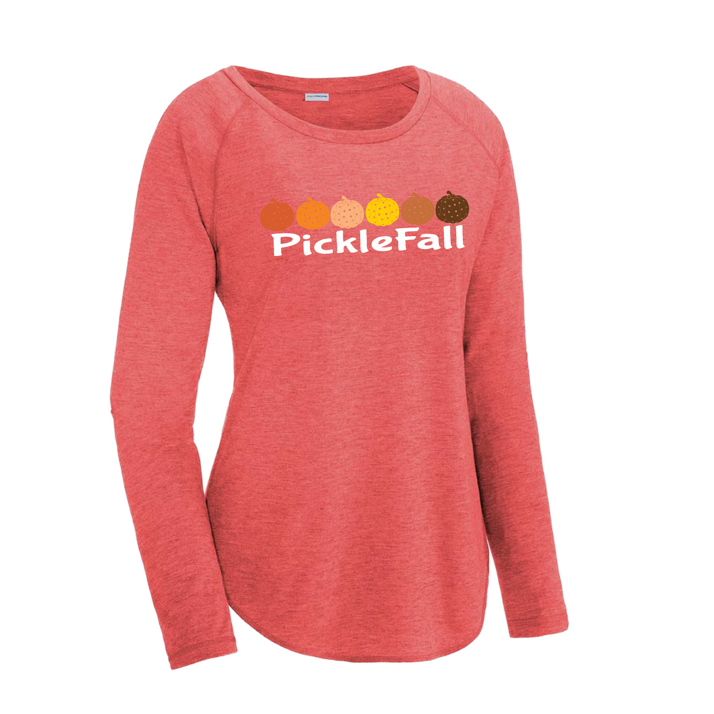 Picklefall | Women's Long Sleeve Scoop Neck Pickleball Shirts | 75/13/12 poly/cotton/rayon