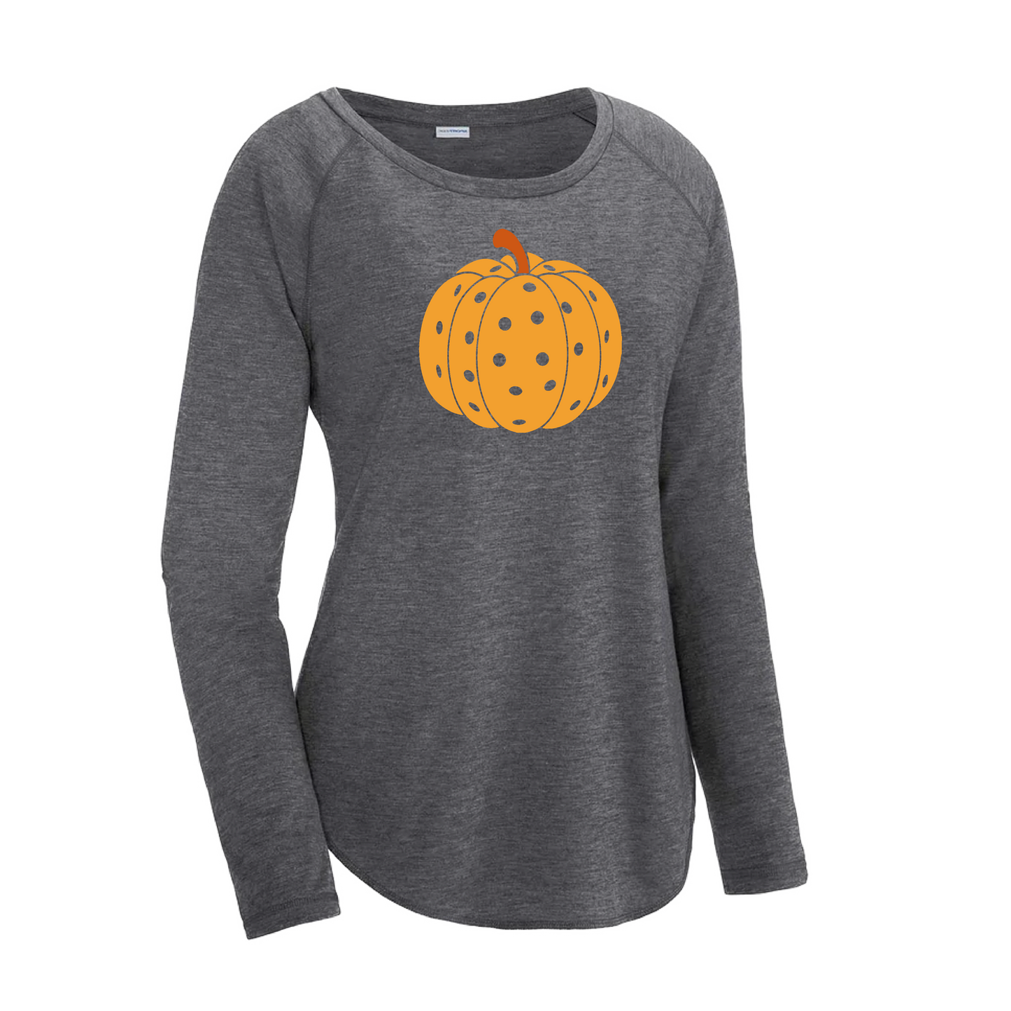 Pumpkin Pickleball | Women's Long Sleeve Scoop Neck Pickleball Shirts | 75/13/12 poly/cotton/rayon