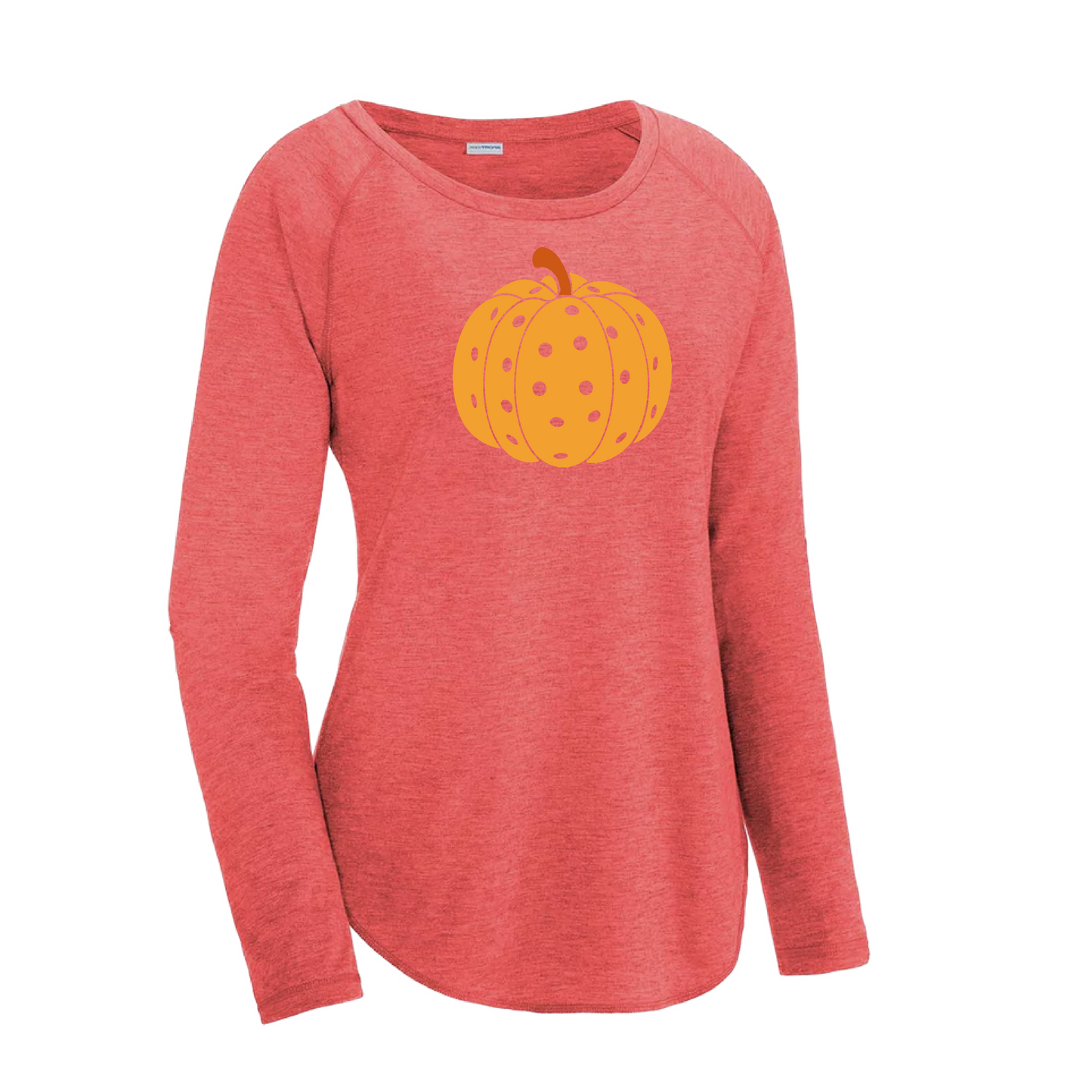 Pumpkin Pickleball | Women's Long Sleeve Scoop Neck Pickleball Shirts | 75/13/12 poly/cotton/rayon