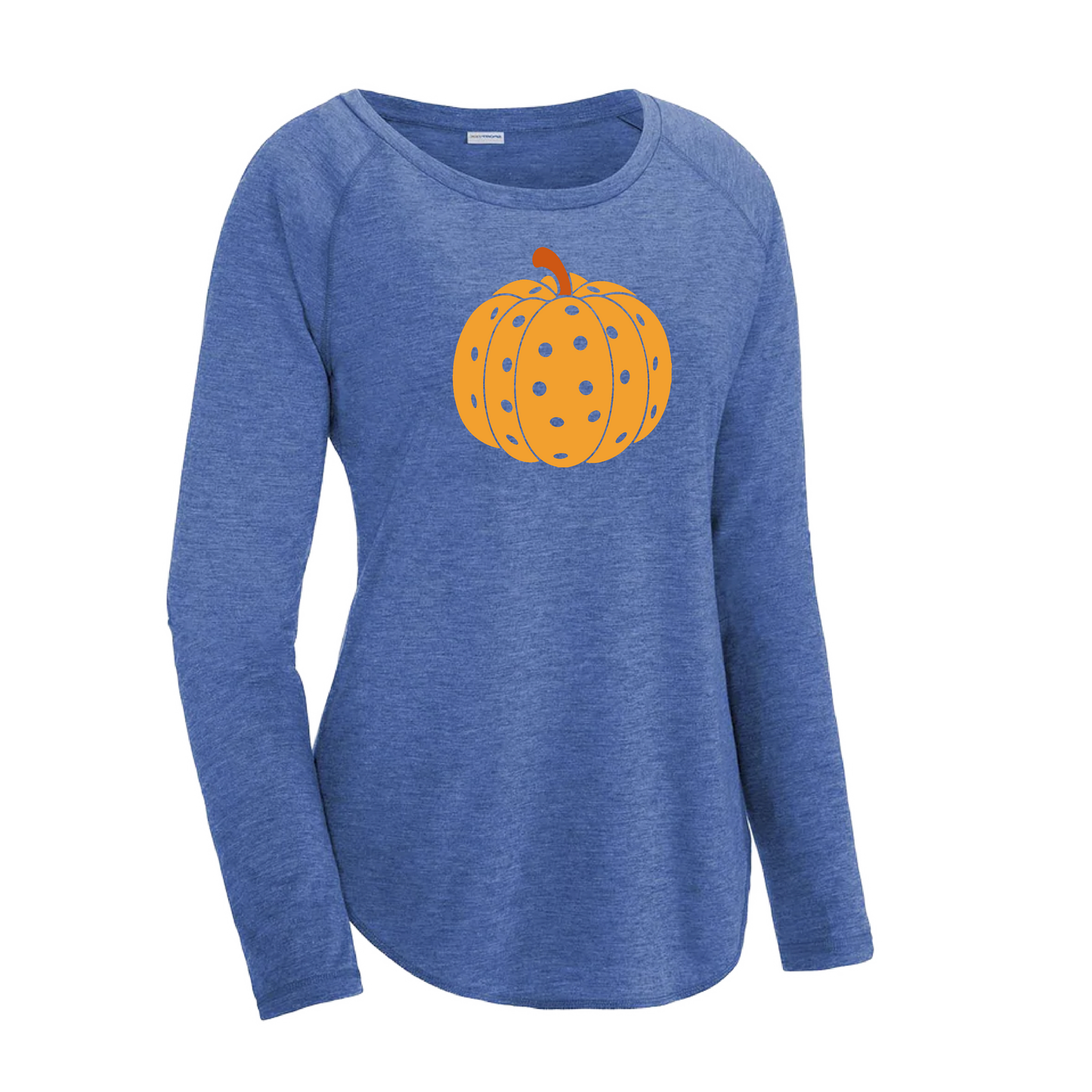 Pumpkin Pickleball | Women's Long Sleeve Scoop Neck Pickleball Shirts | 75/13/12 poly/cotton/rayon