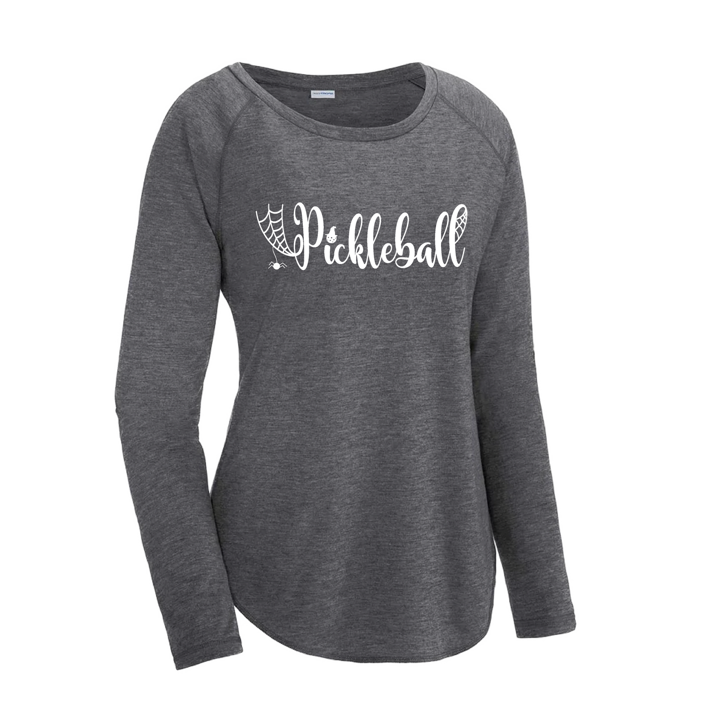 Spider Pickleball | Women's Long Sleeve Scoop Neck Pickleball Shirts | 75/13/12 poly/cotton/rayon