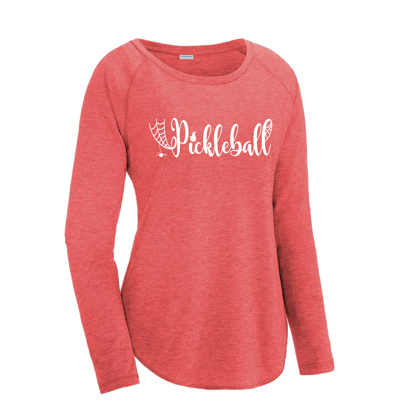 Spider Pickleball | Women's Long Sleeve Scoop Neck Pickleball Shirts | 75/13/12 poly/cotton/rayon