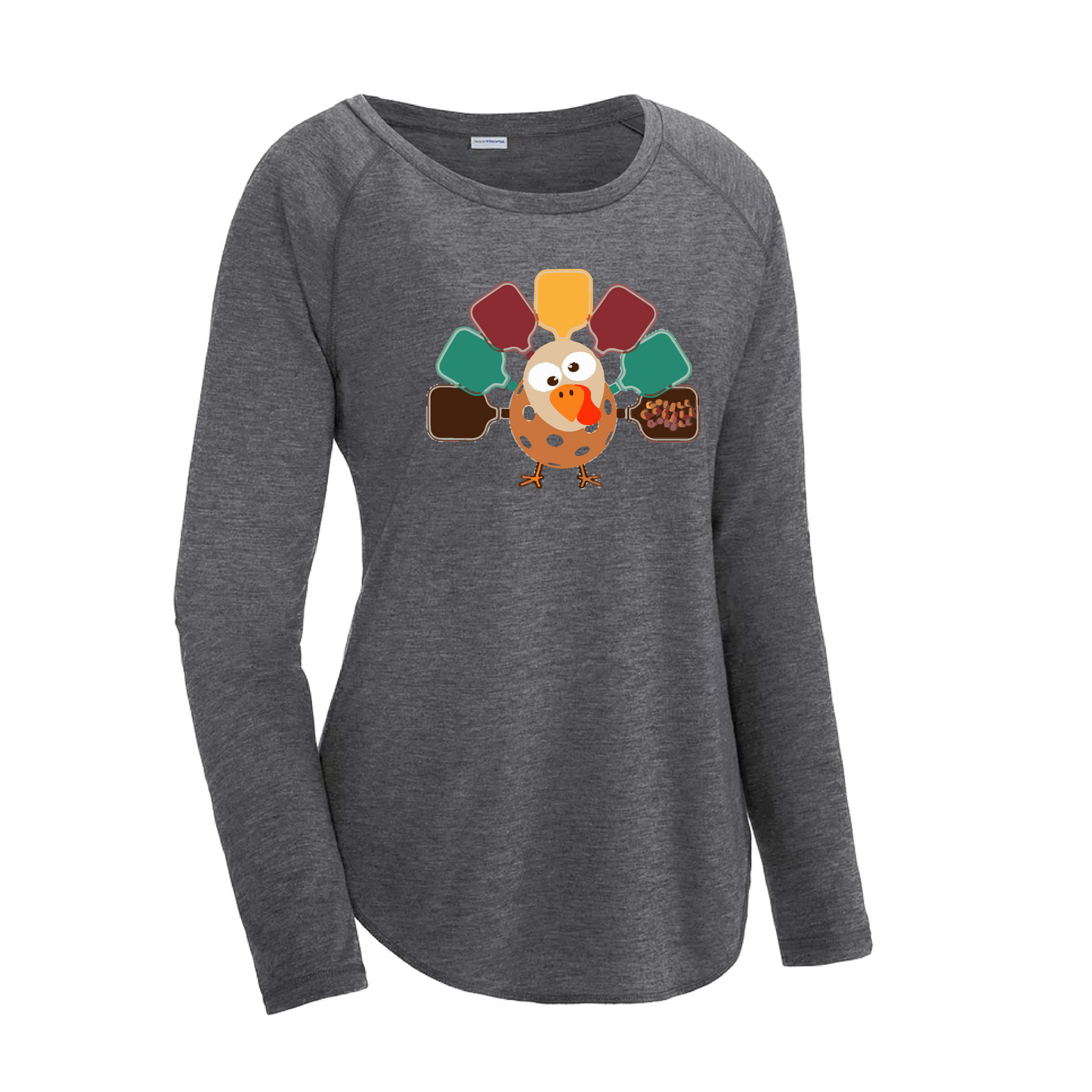 Turkey Pickleball | Women's Long Sleeve Scoop Neck Pickleball Shirts | 75/13/12 poly/cotton/rayon