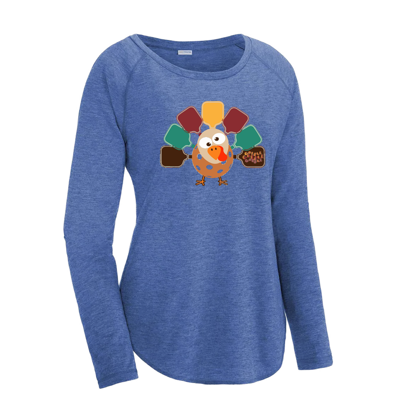 Turkey Pickleball | Women's Long Sleeve Scoop Neck Pickleball Shirts | 75/13/12 poly/cotton/rayon