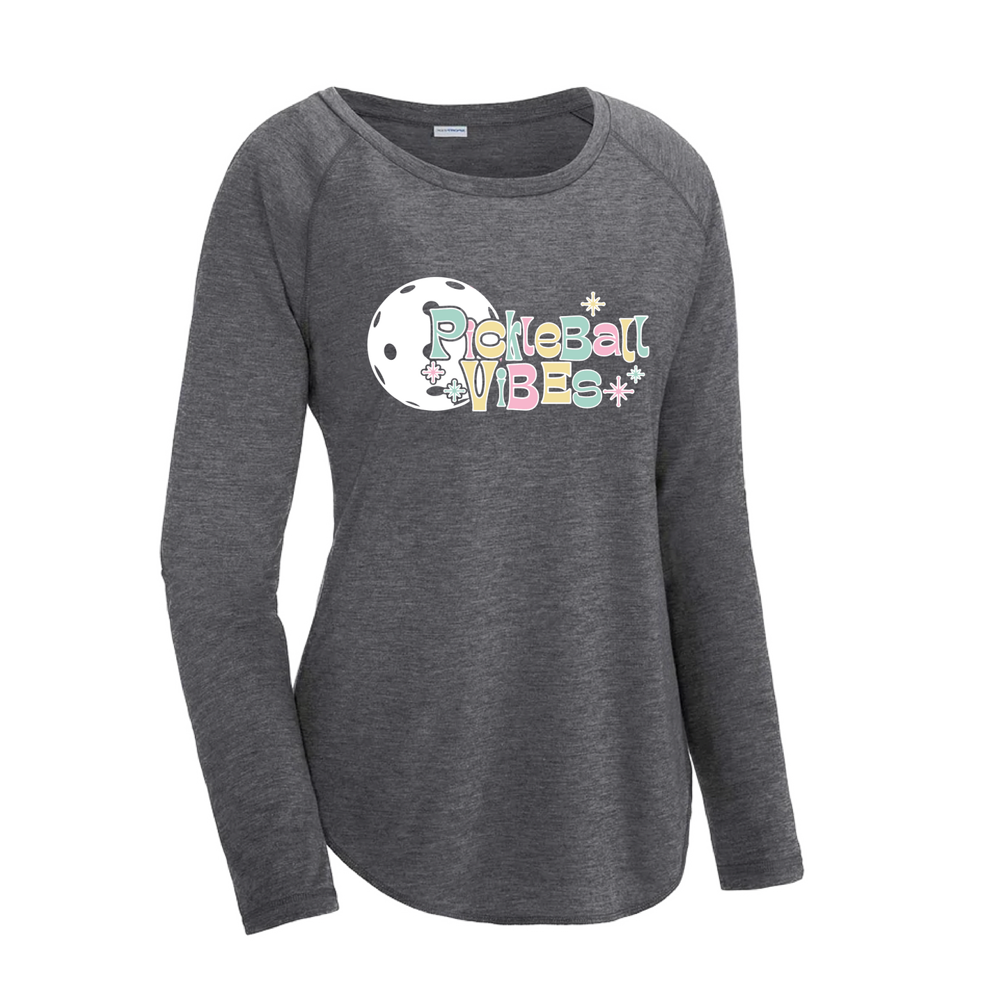 Pickleball Vibes | Women's Long Sleeve Scoop Neck Pickleball Shirts | 75/13/12 poly/cotton/rayon